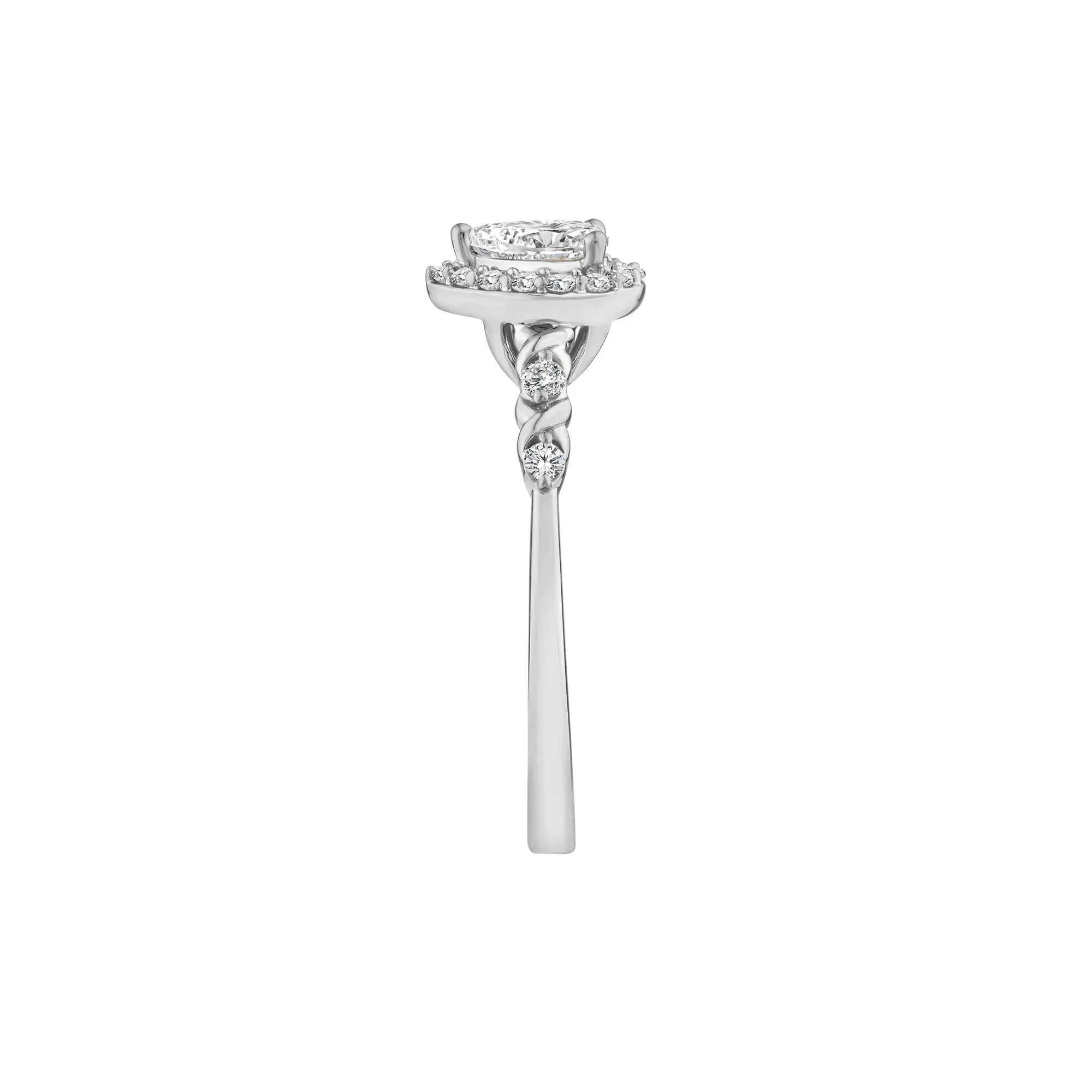 1/2 CT. Tw. Lab Grown Diamond Pear-Shaped Halo Promise Ring 10K White Gold Round Brilliant Cut Size 8.5 - Image 3