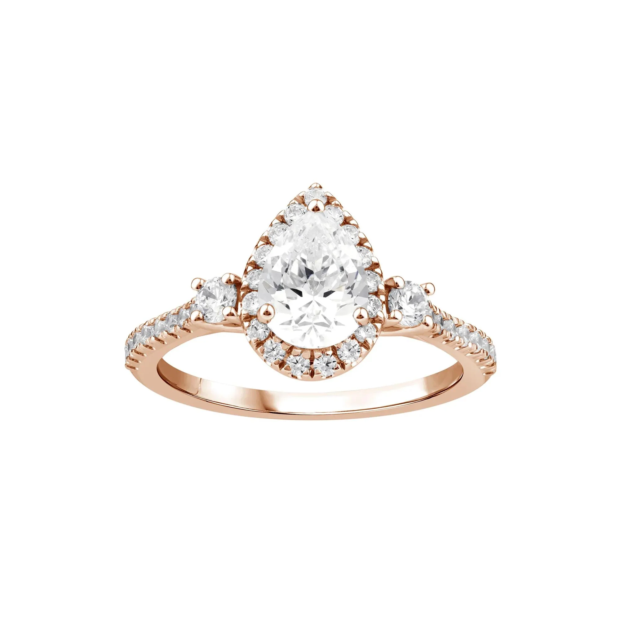 1/5 CT. Tw. Lab Grown Diamond Engagement Ring 10K White Gold Round Brilliant Cut Rose Size 6
