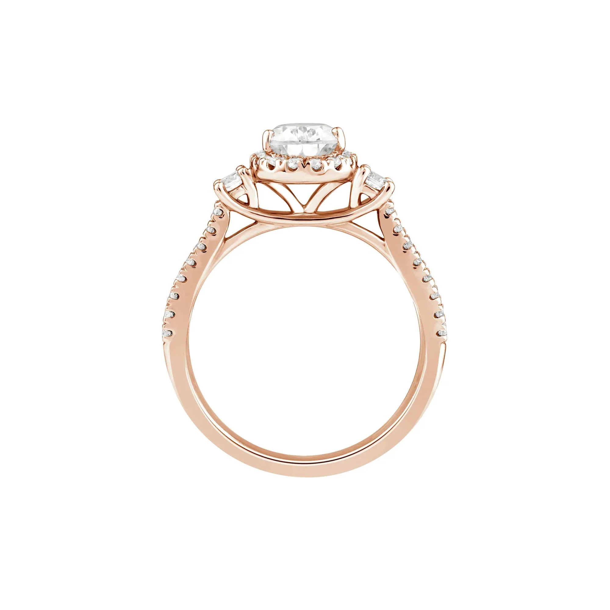 1/5 CT. Tw. Lab Grown Diamond Engagement Ring 10K White Gold Round Brilliant Cut Rose Size 6 - Image 2