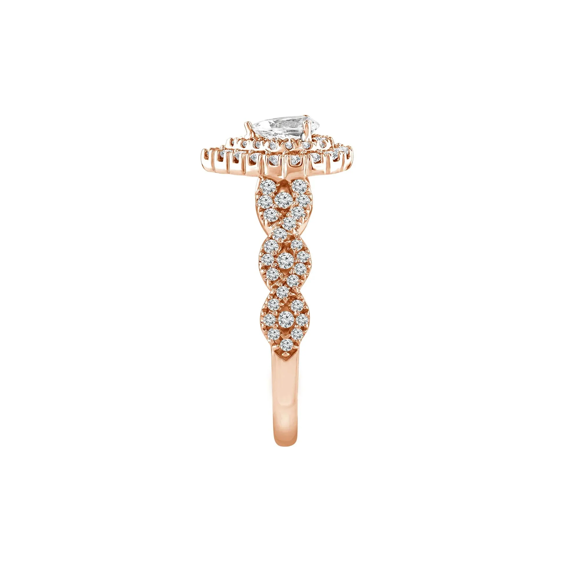 1 CT. Tw. Lab Grown Diamond Pear-Shaped Engagement Ring 10K Rose Gold Round Brilliant Cut Size 8.5 1mm - Image 3
