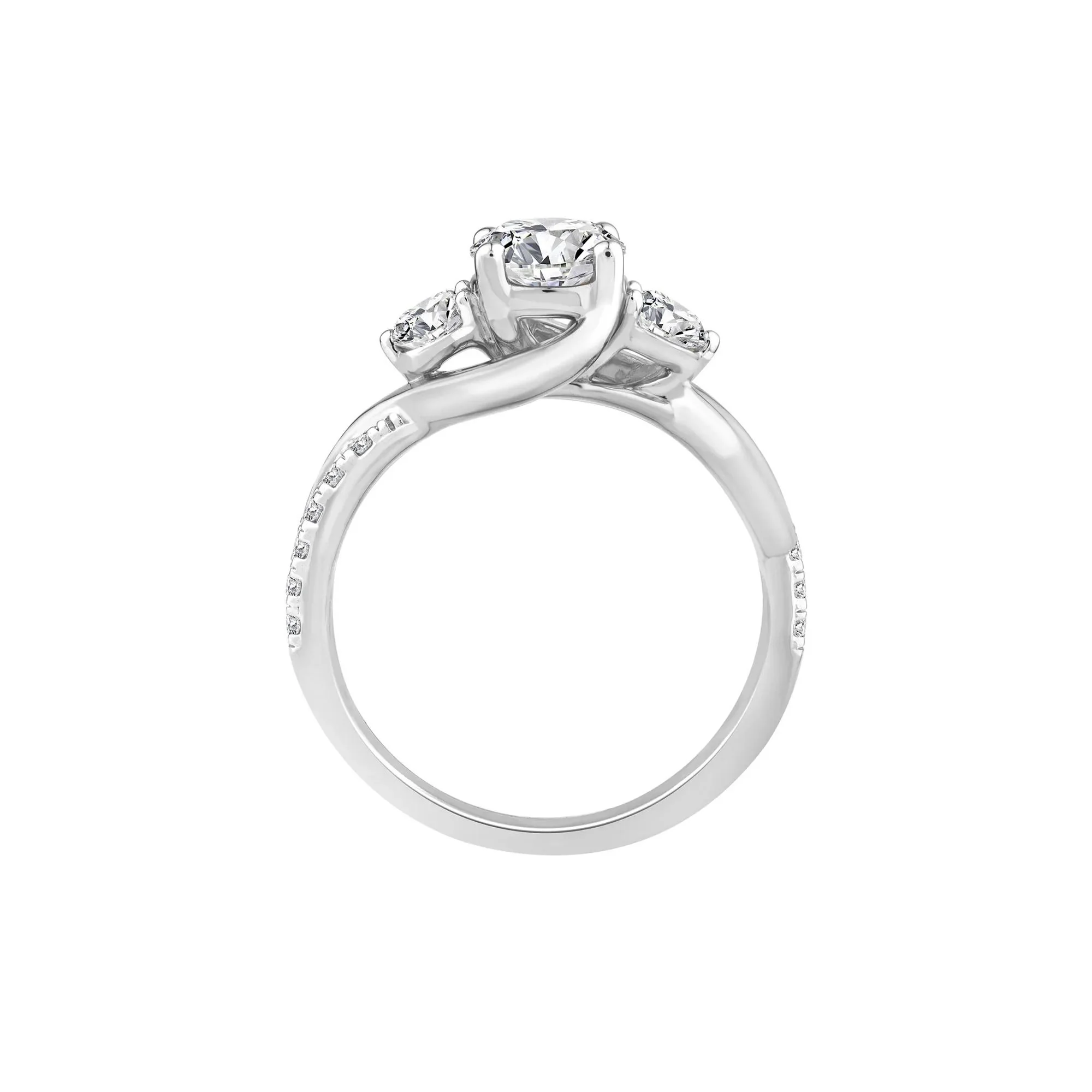 1/2 CT. Tw. Lab Grown Diamond Three-Stone Ring 10K White Gold Round Brilliant Cut Size 8 - Image 2