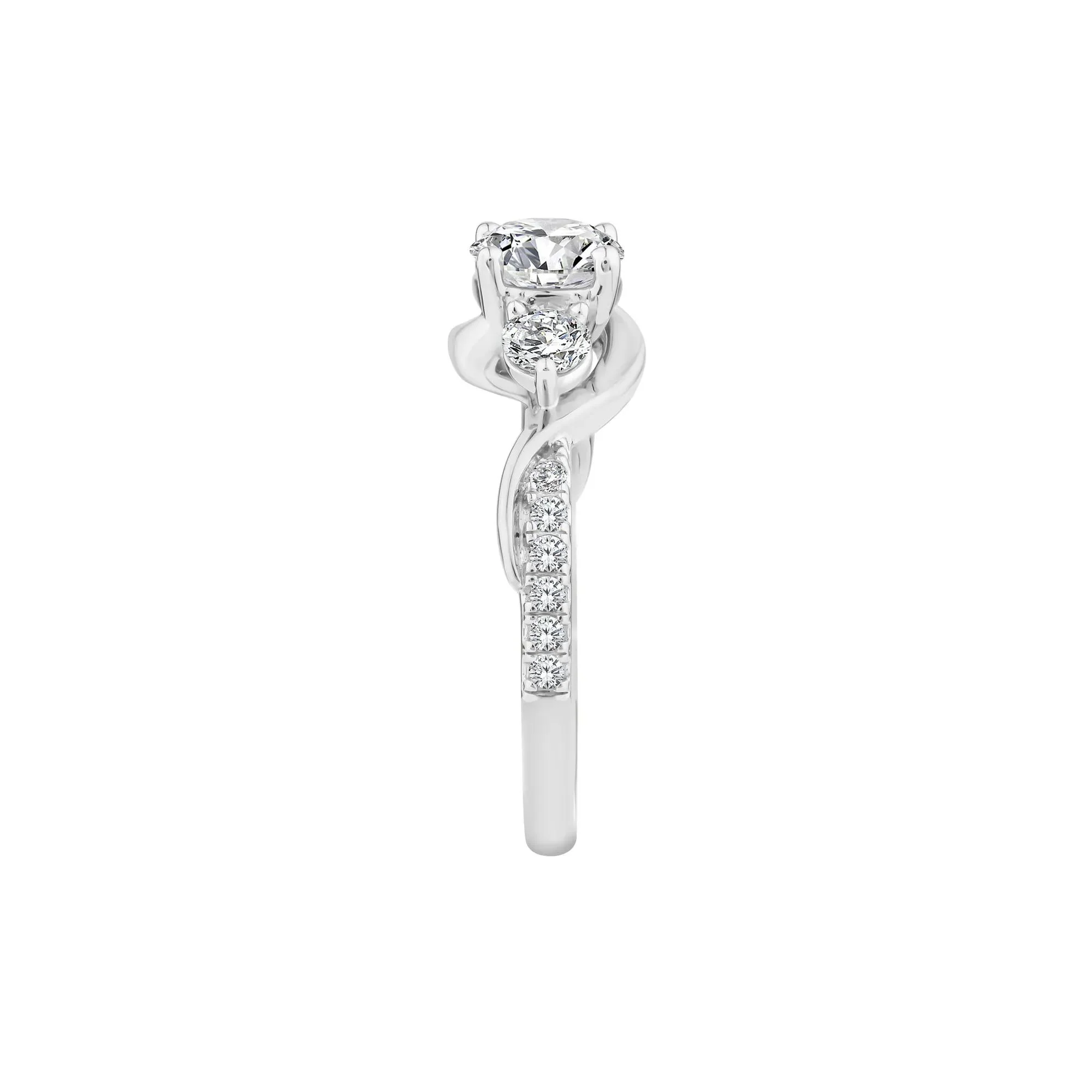 1/2 CT. Tw. Lab Grown Diamond Three-Stone Ring 10K White Gold Round Brilliant Cut Size 8.5 - Image 3