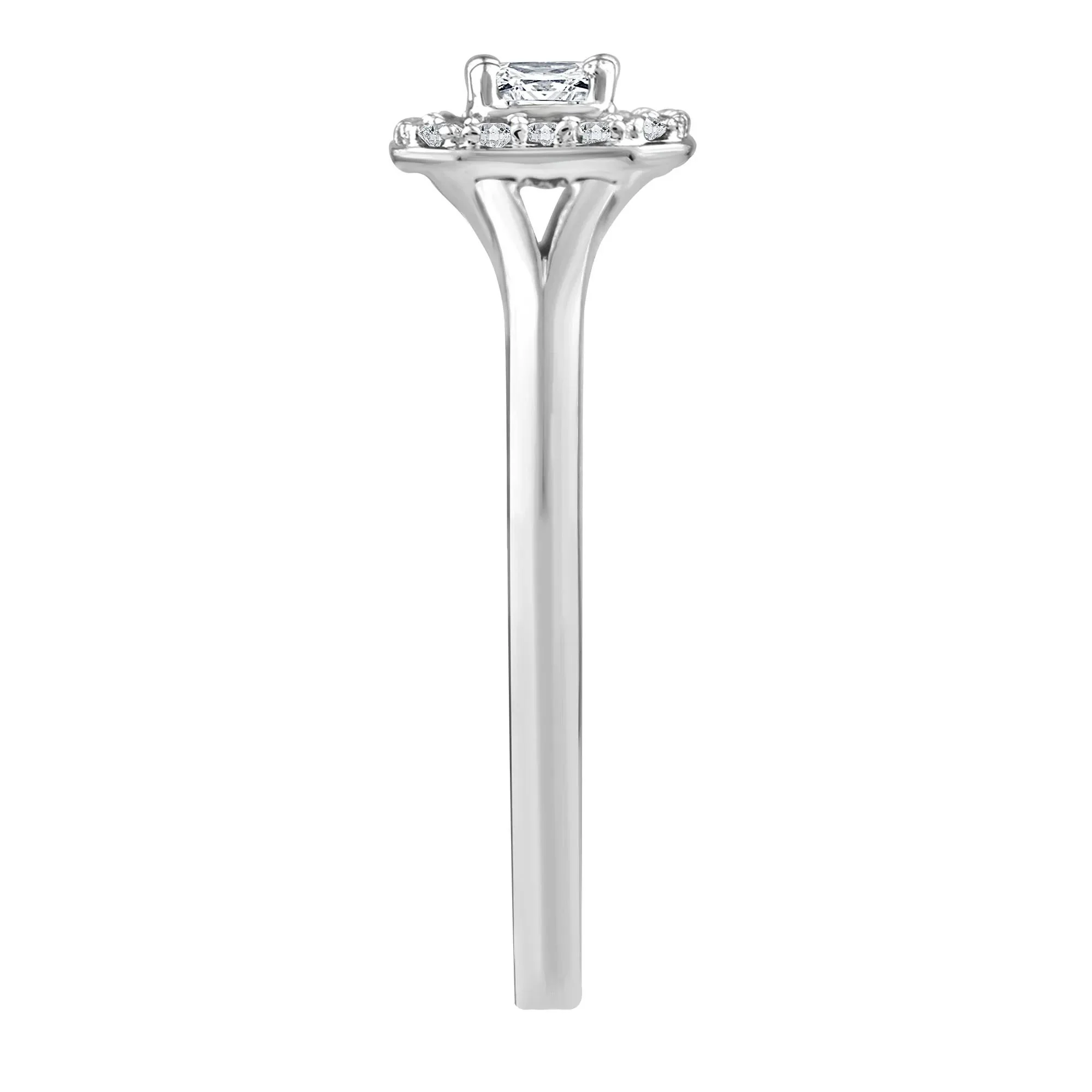 1/7 CT. Tw. Diamond and Blue Sapphire Promise Ring 10K White Gold Round Brilliant Cut Size 8 2mm - Image 3