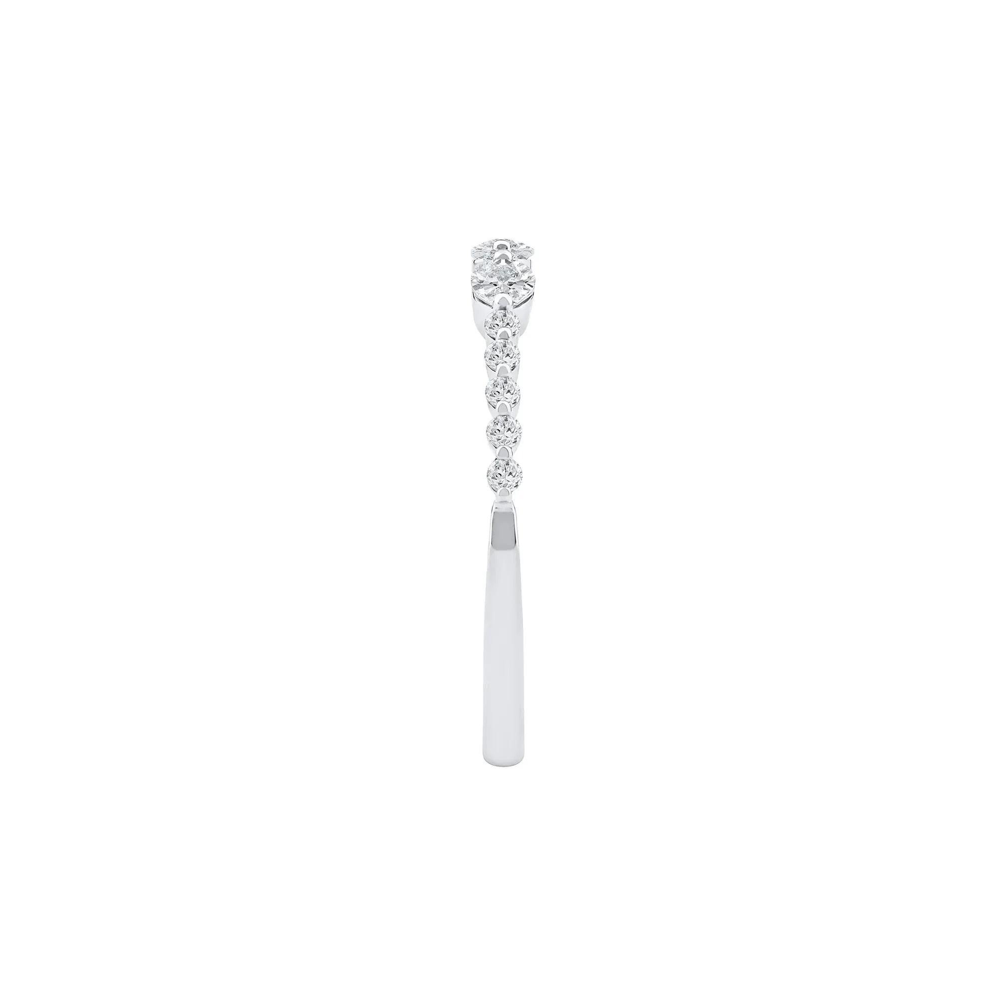 1/2 CT. Tw. Lab Grown Diamond Oval Band Ring 10K White Gold Round Brilliant Cut Size 7 2mm - Image 3