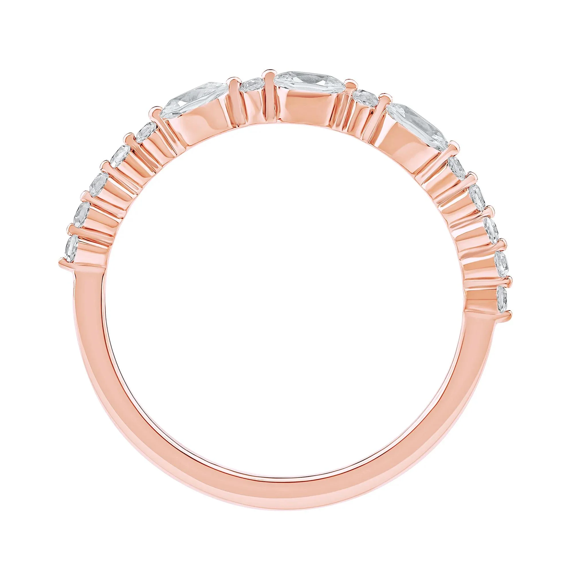 1/2 CT. Tw. Lab Grown Diamond Oval Band Ring 10K Rose Gold Round Brilliant Cut Size 5 2mm - Image 2