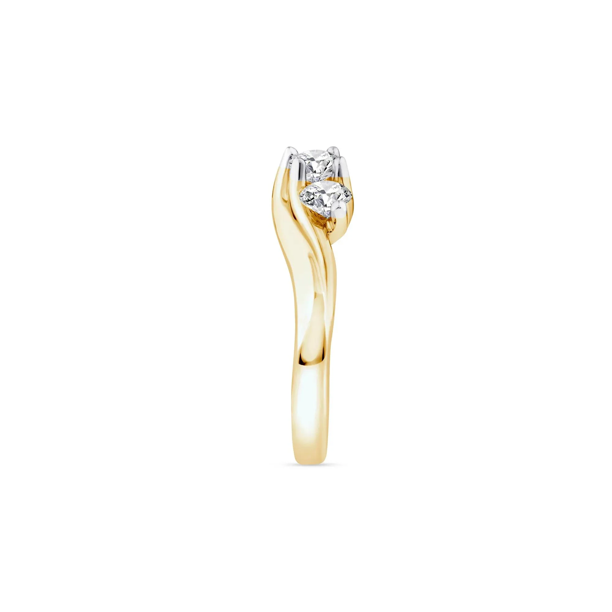 1 CT. Tw. Diamond Three-Stone Ring 14K Yellow Gold Round Brilliant Cut Size 8 2.5mm - Image 3
