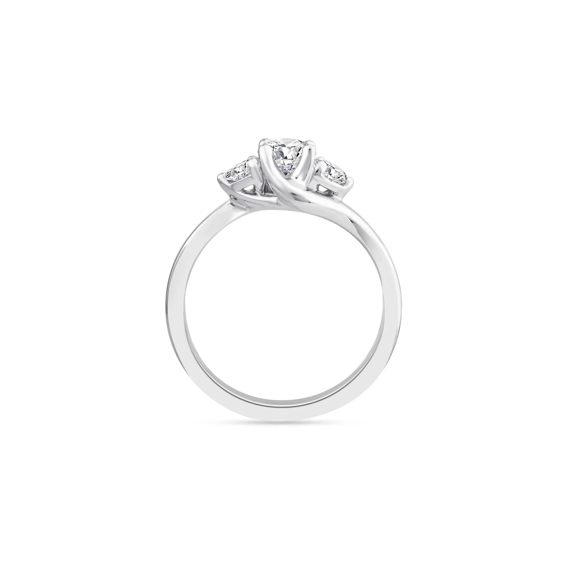 3/4 CT. Tw. Diamond Three-Stone Bypass Ring 14K White Gold Round Brilliant Cut Size 7.5 11.5mm - Image 3
