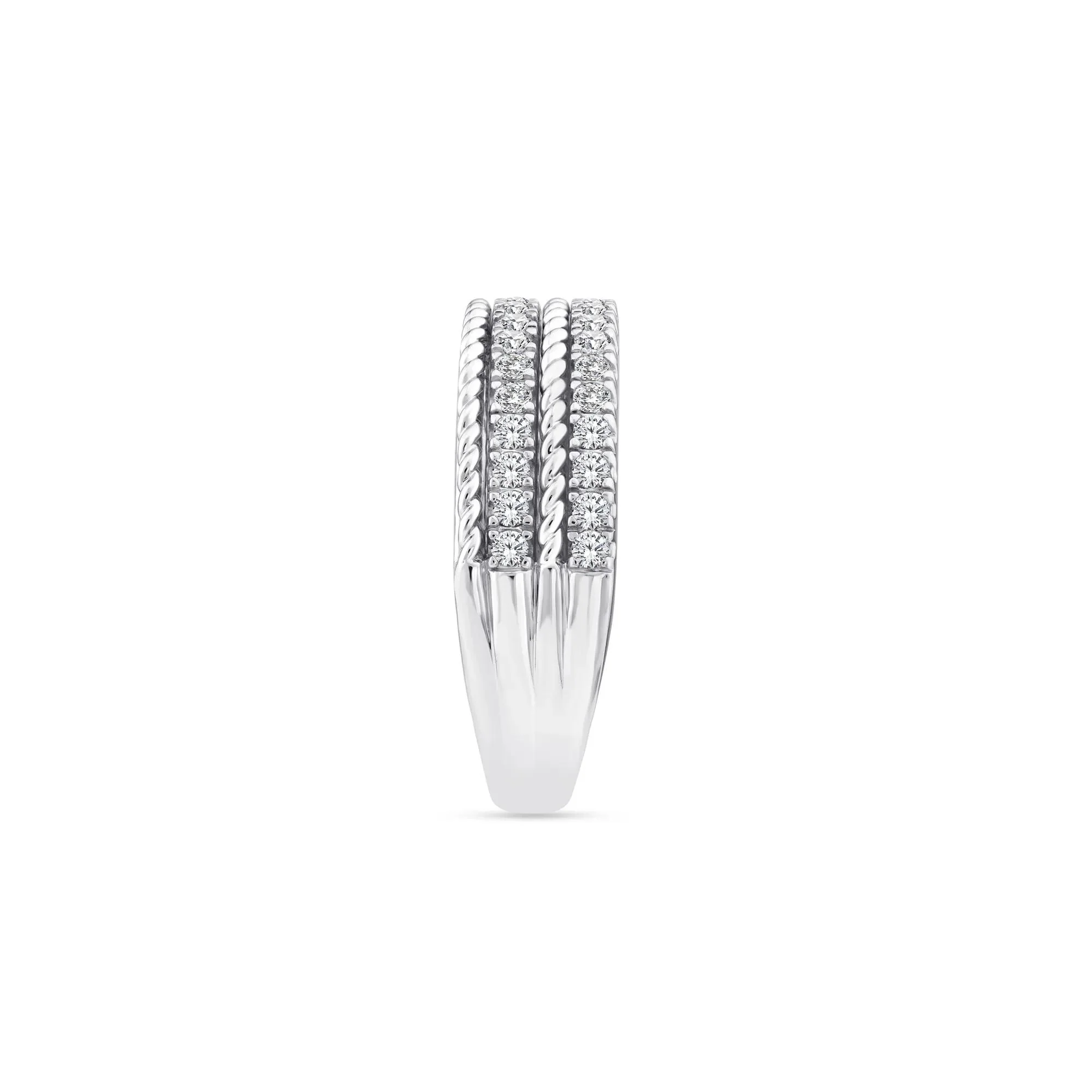 1/2 CT. Tw. Diamond Multi-Row Band Ring 14K White Gold Round Brilliant Cut Size 6 3mm - Image 2