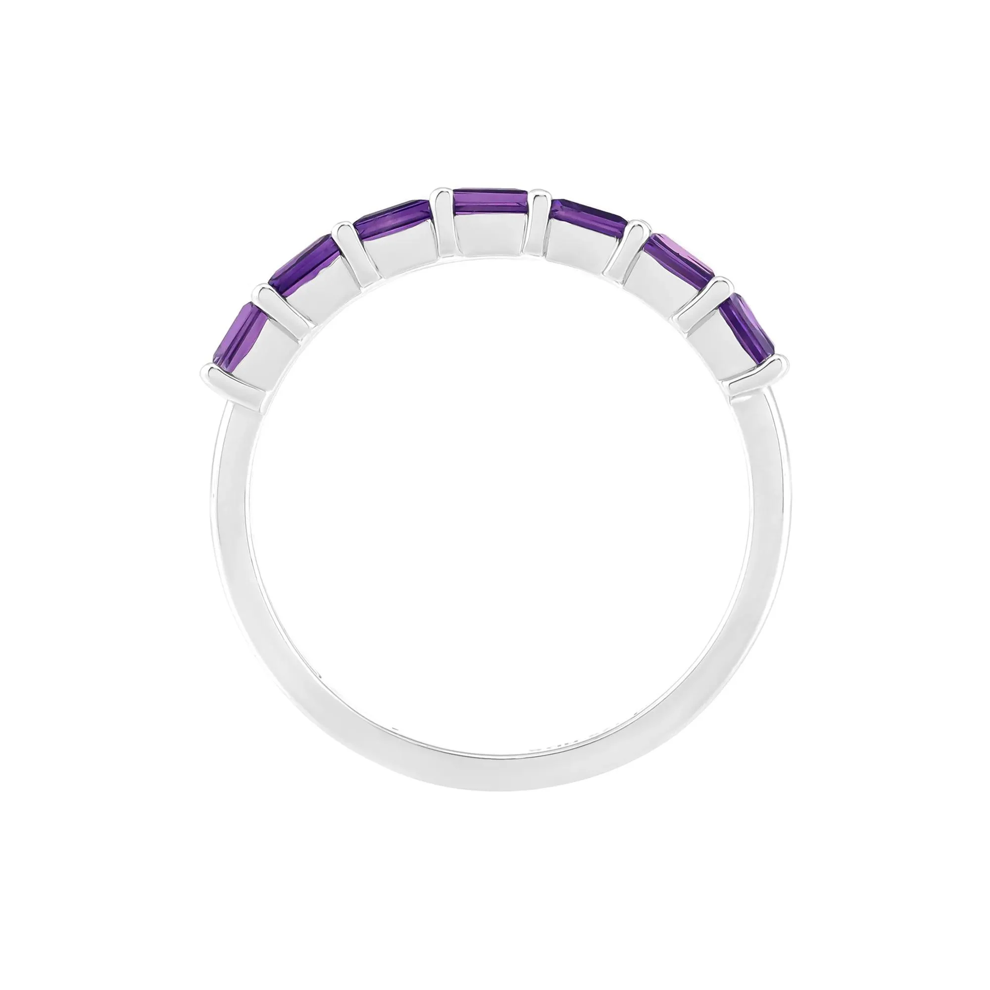 Amethyst Baguette Stack Ring .925 Sterling Silver White Size 8 1.5mm - Image 2