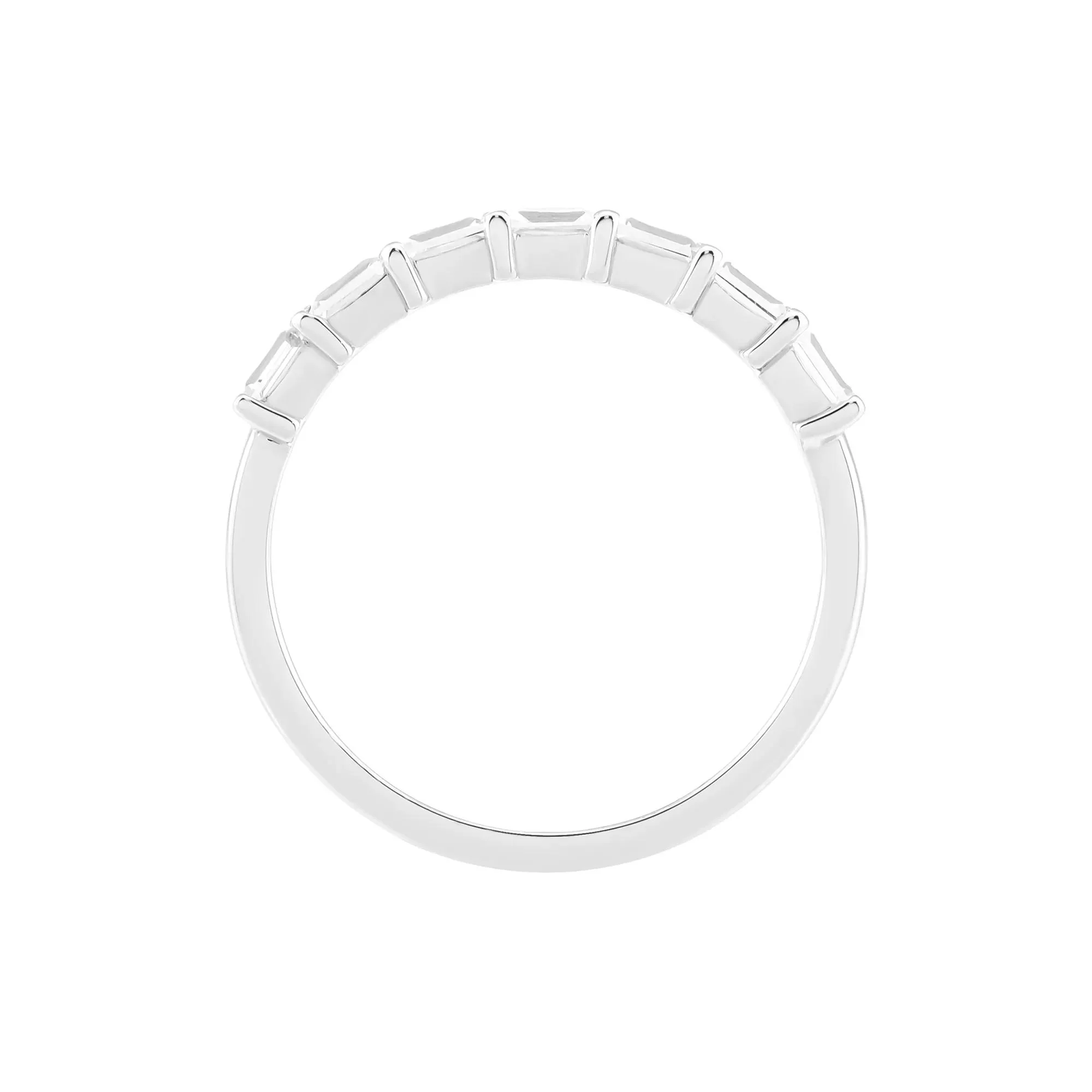 Lab-Created White Sapphire Baguette Stack Ring .925 Sterling Silver Size 6 1.5mm - Image 2
