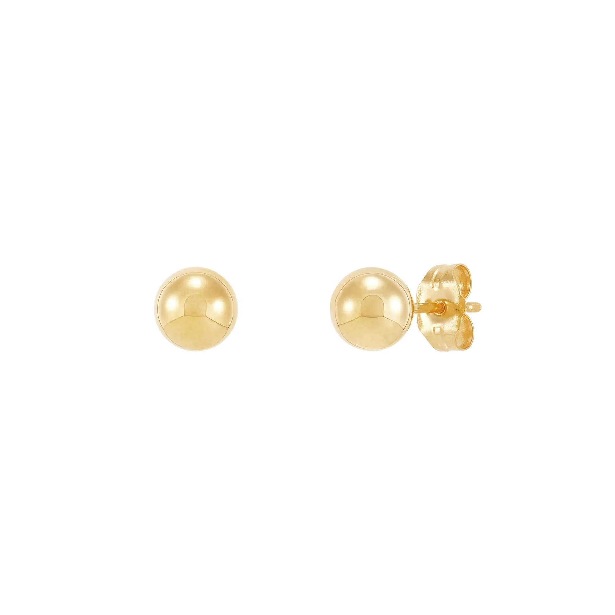 Polished Ball Stud Earrings 14K Yellow Gold Size 5.00mm