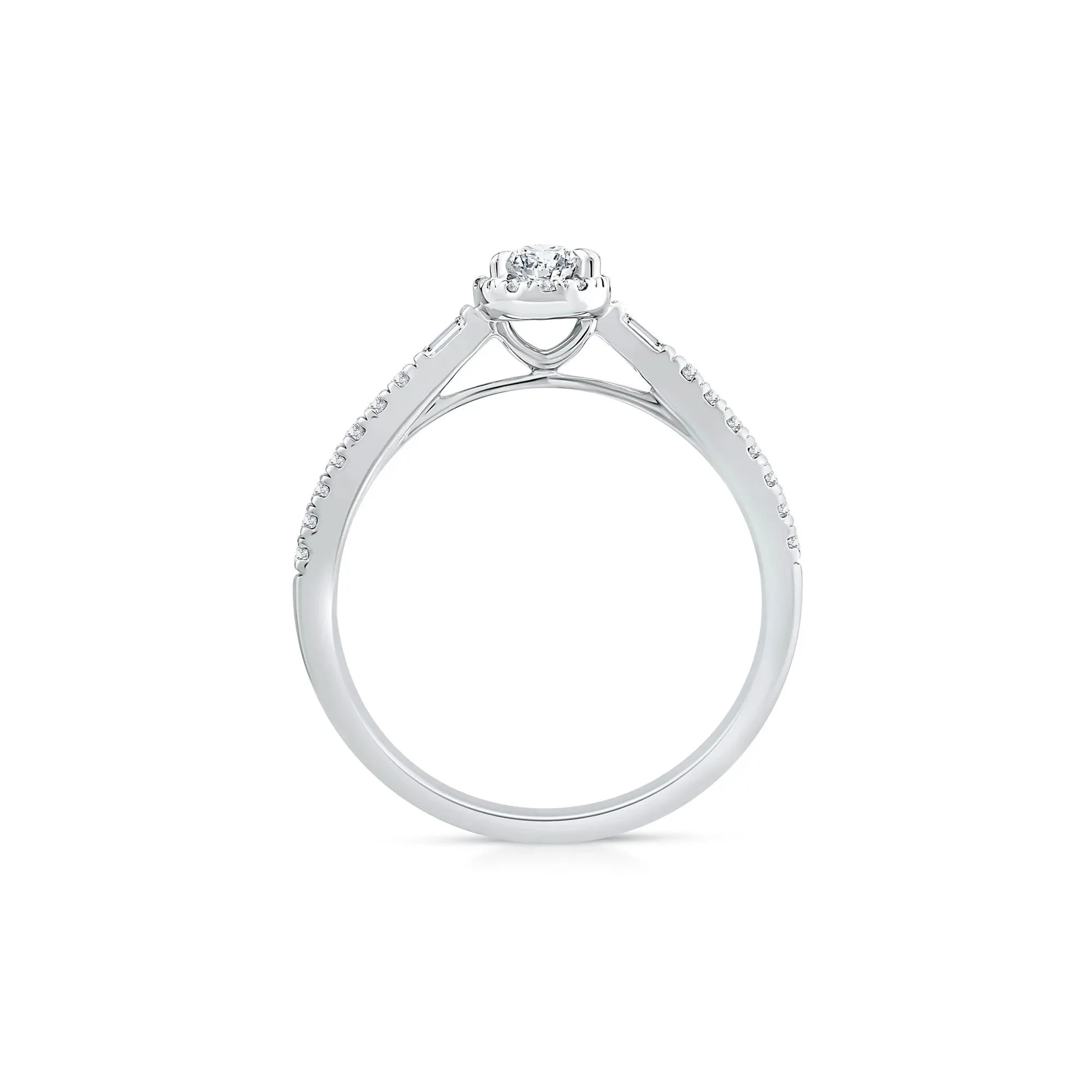 3/8 CT. Tw. Pear-Shaped Diamond Halo Engagement Ring 10K White Gold Round Brilliant Cut Size 7.5 1mm