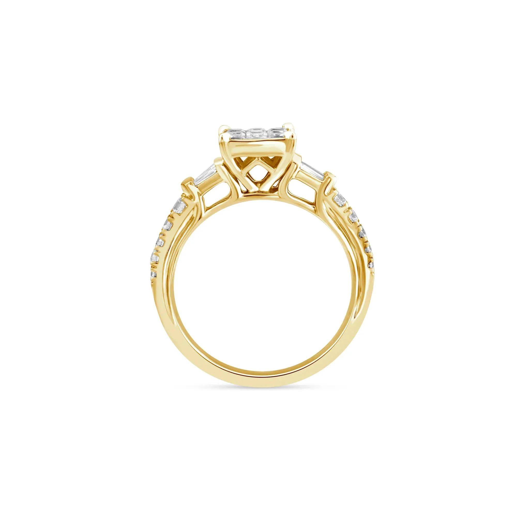 3/4 CT. Tw. Princess-Cut Diamond Composite Engagement Ring 10K Yellow Gold Round Brilliant Cut Size 9 1.5mm - Image 2