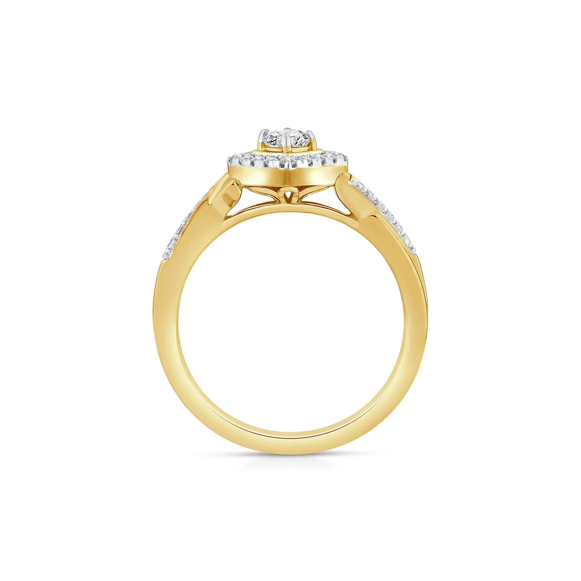 1/3 CT. Tw. Diamond Halo Promise Ring 10K Yellow Gold Size 8 1mm