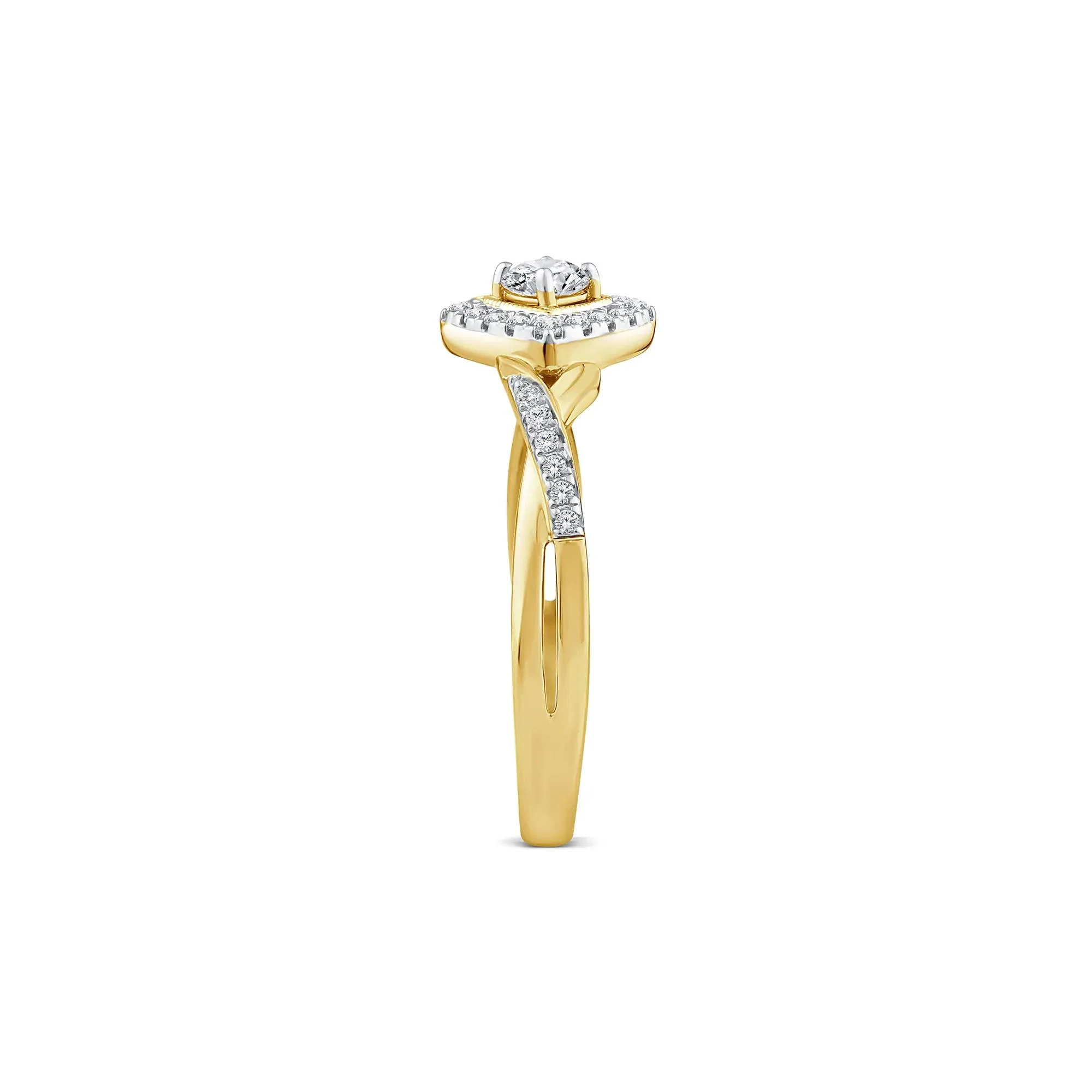 1/3 CT. Tw. Diamond Halo Promise Ring 10K Yellow Gold Size 8.5 1mm - Image 2