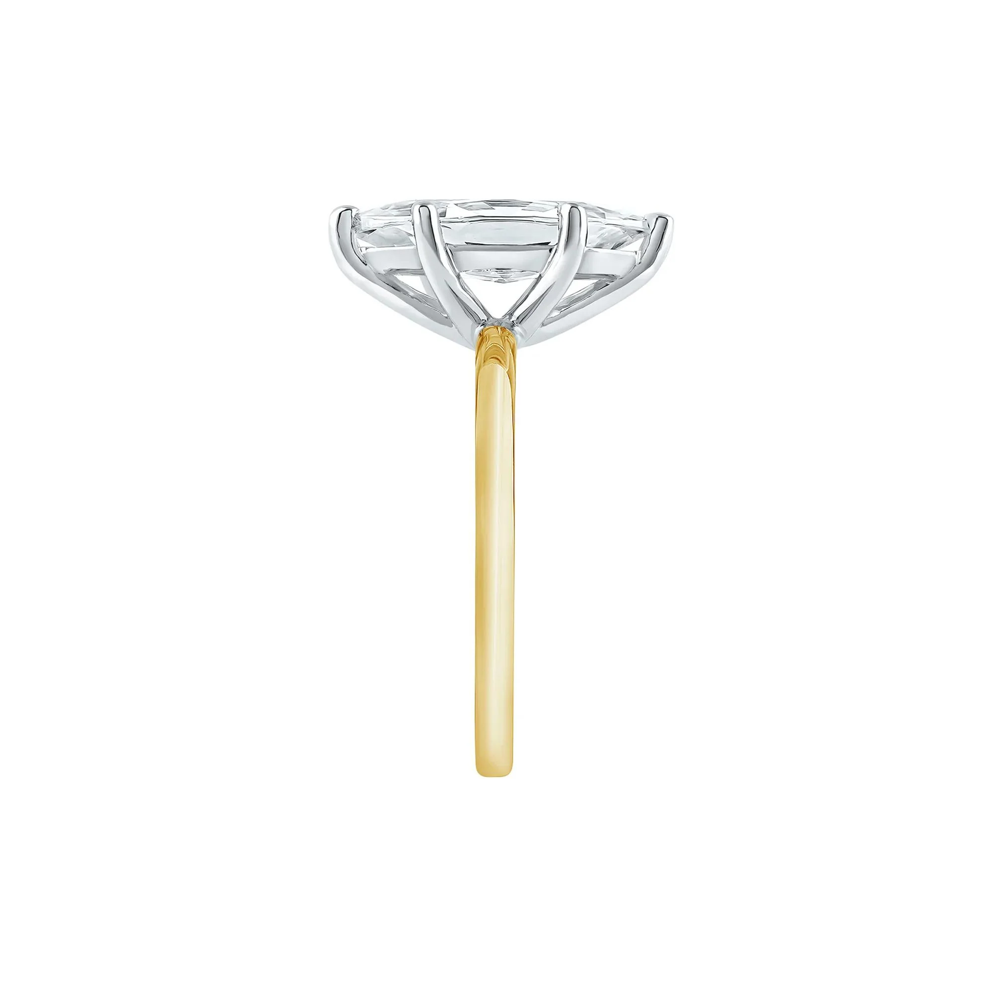 Lab Grown Diamond Solitaire Marquise Engagement Ring 14K White & Yellow Gold (3 CT.) Size 7 2mm - Image 2