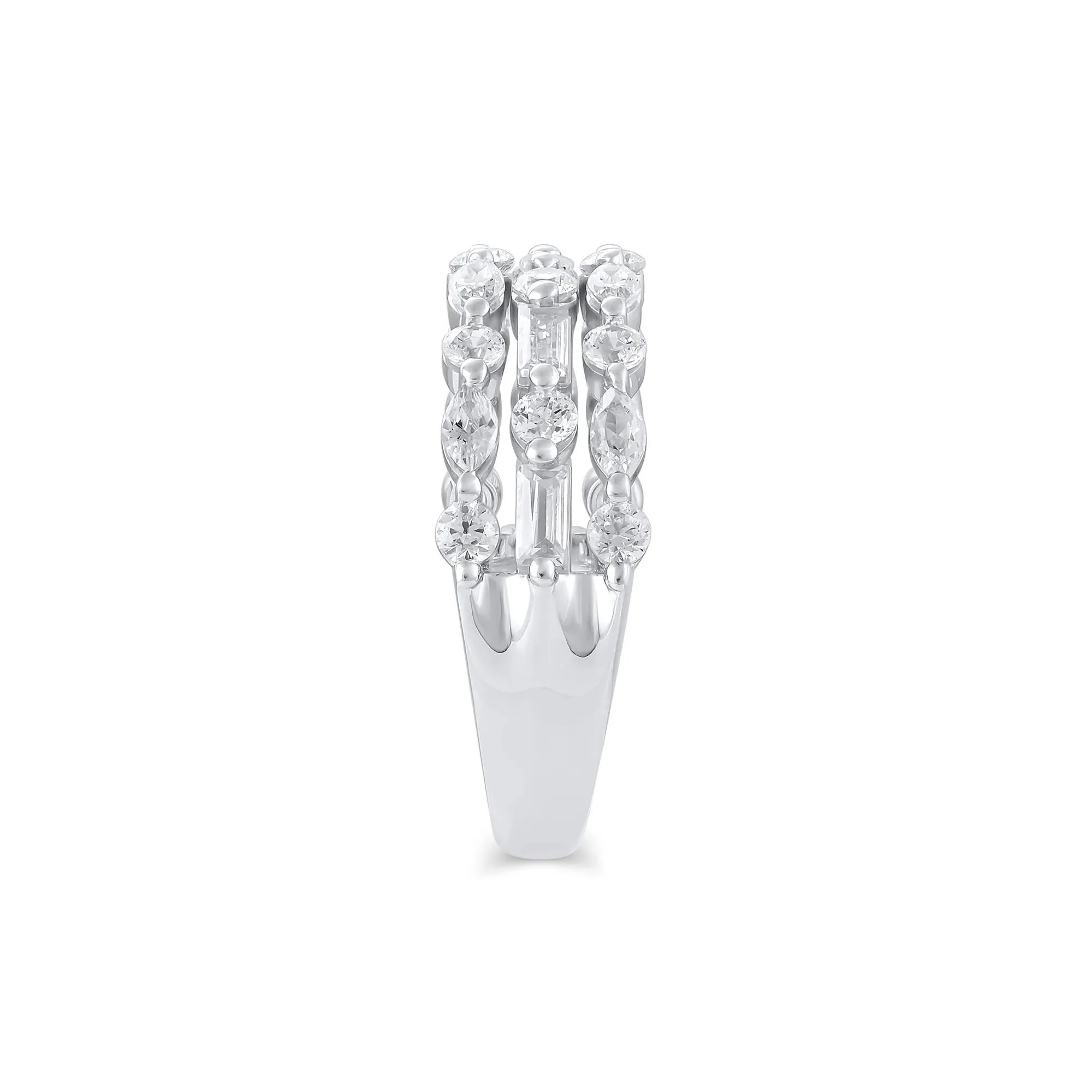 Multi-Shape Three-Row Lab Grown Diamond Band Ring White Size 7.5 - Image 2