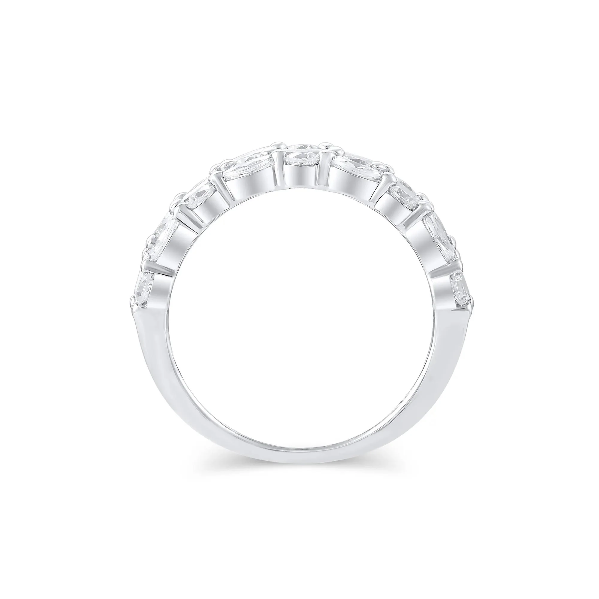 Multi-Shape Three-Row Lab Grown Diamond Band Ring White Size 7.5 - Image 3