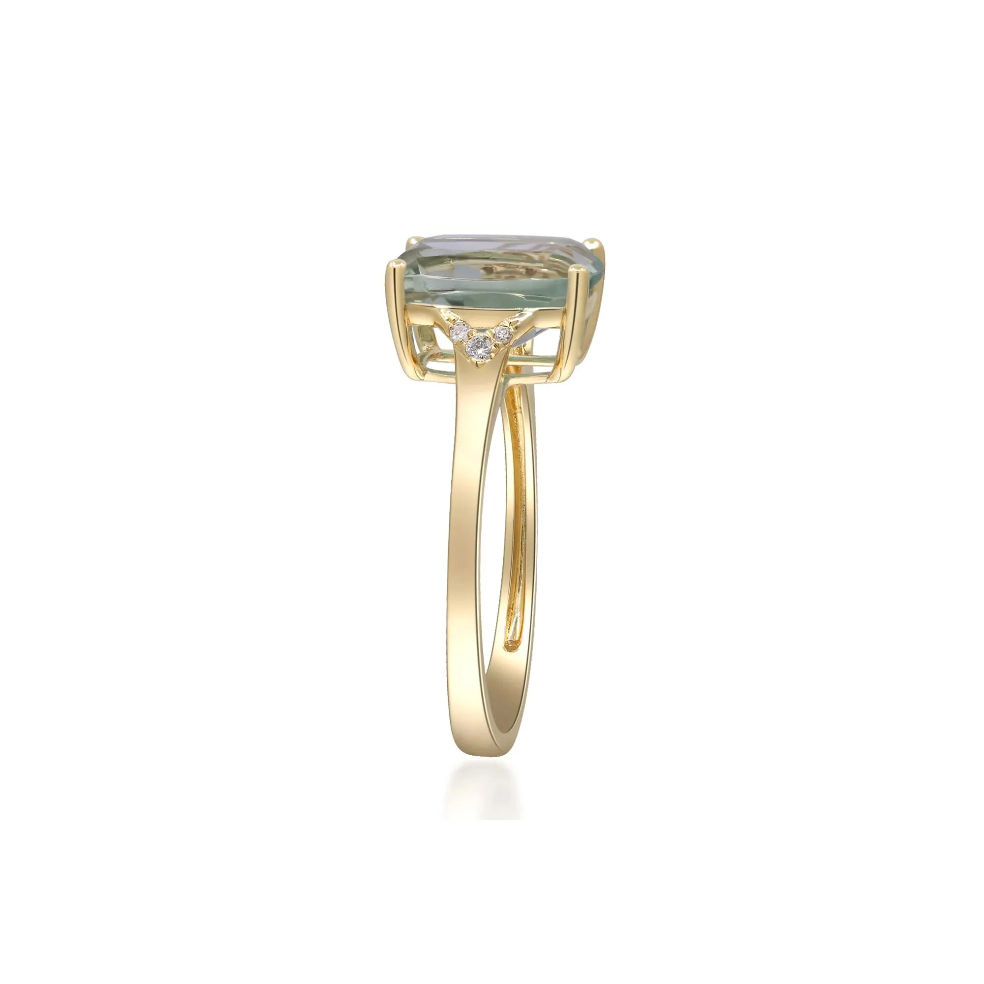 Green Amethyst and Diamond Accent Ring 10K Yellow Gold Size 5.5 2mm - Image 2