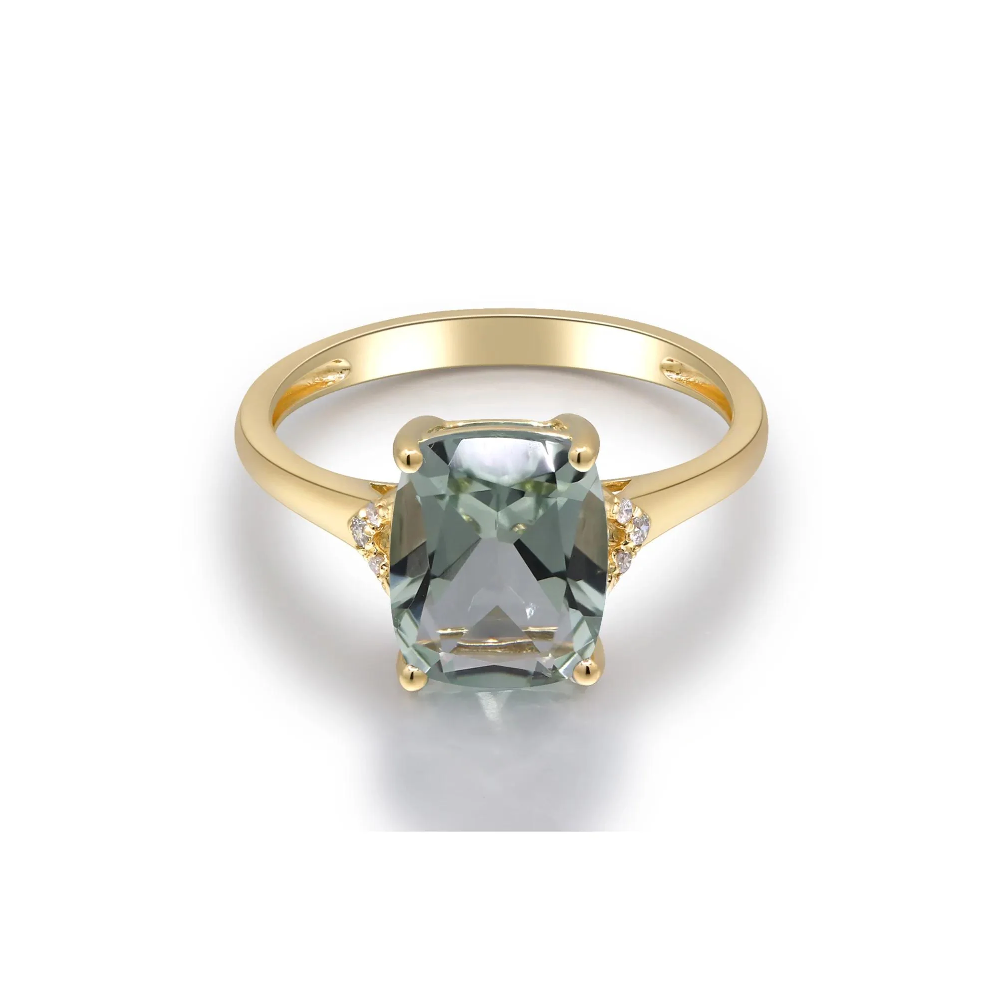 Green Amethyst and Diamond Accent Ring 10K Yellow Gold Size 5.5 2mm - Image 4