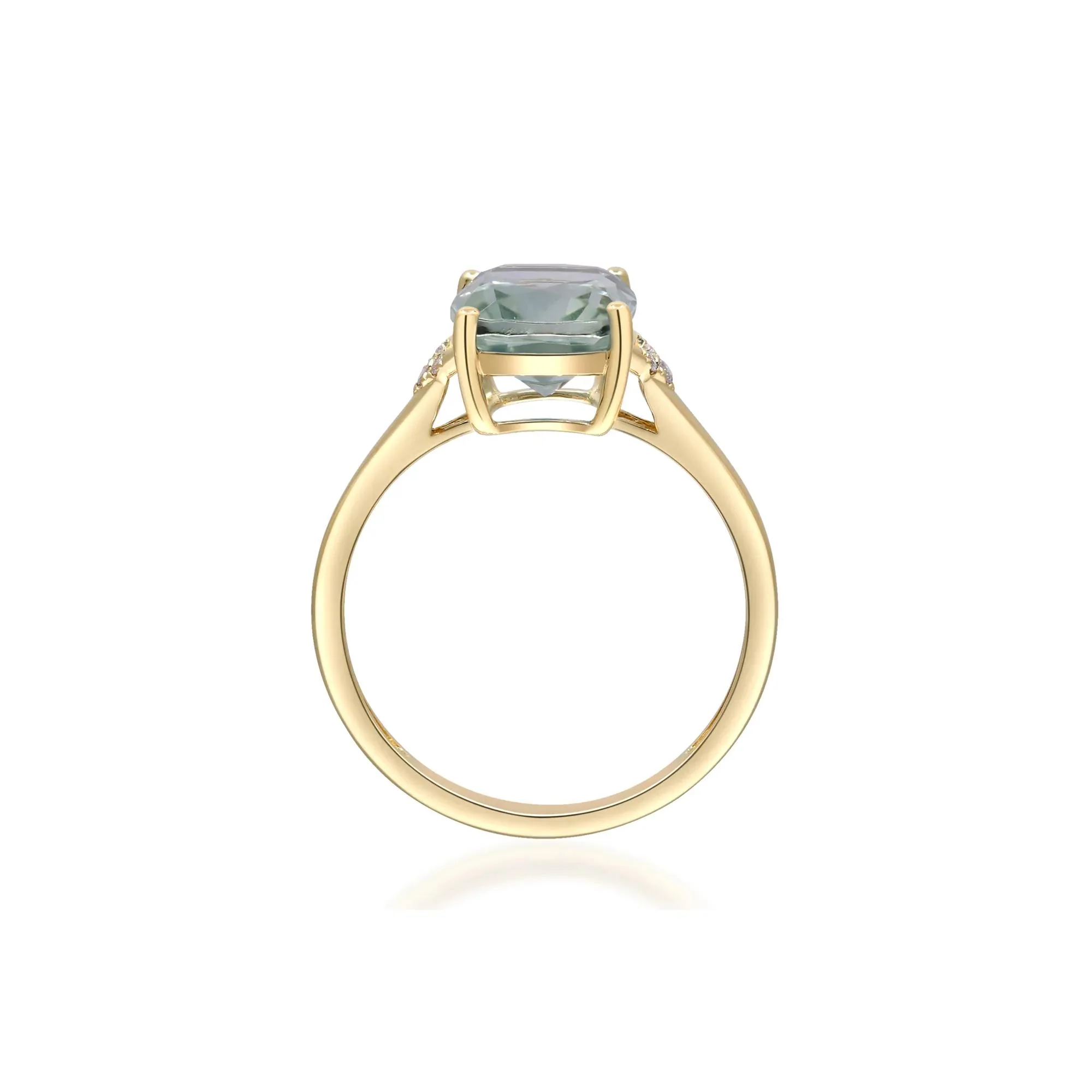 Green Amethyst and Diamond Accent Ring 10K Yellow Gold Size 6.5 2mm - Image 3