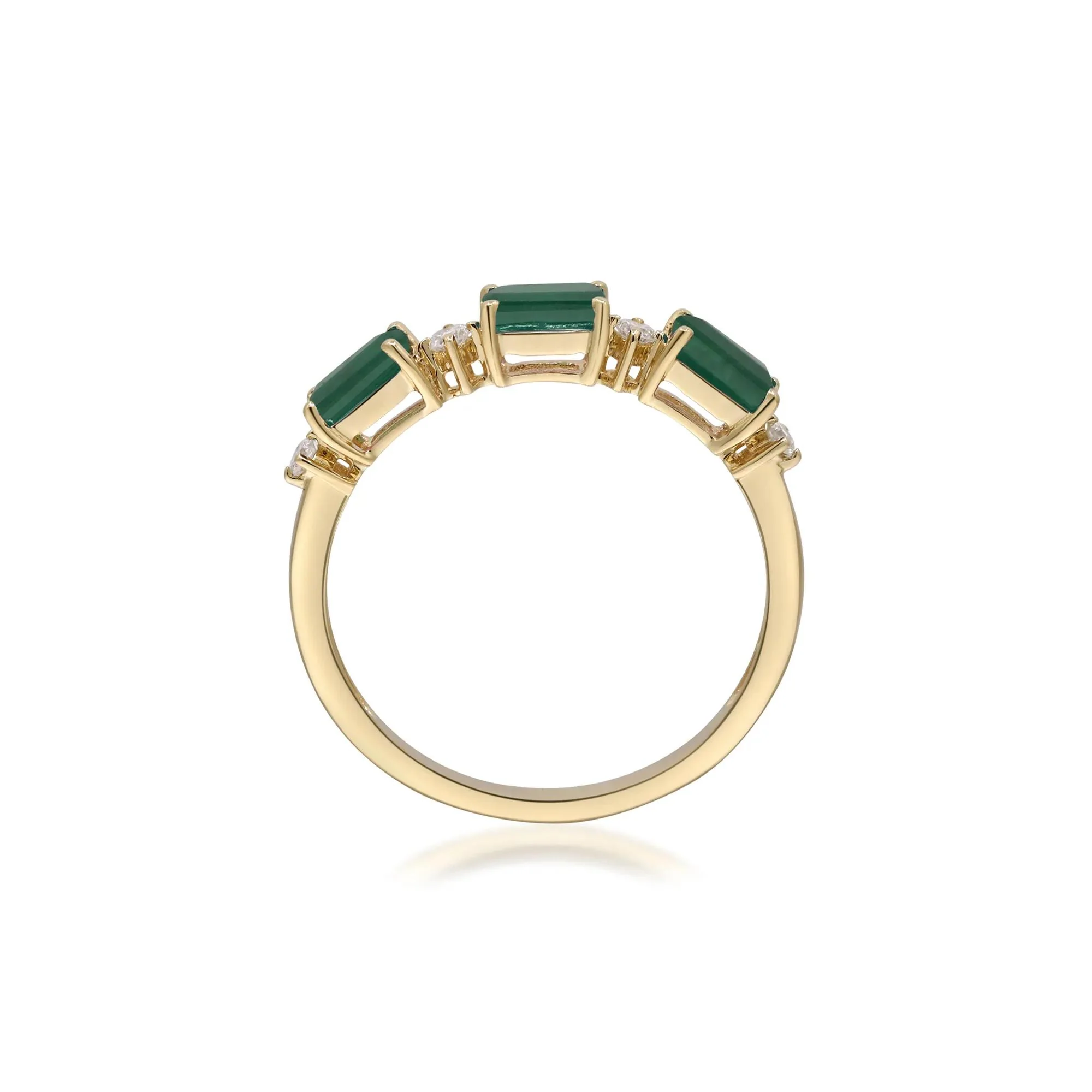 Emerald and Diamond Accent Ring 10K Yellow Gold Size 6 2mm - Image 2