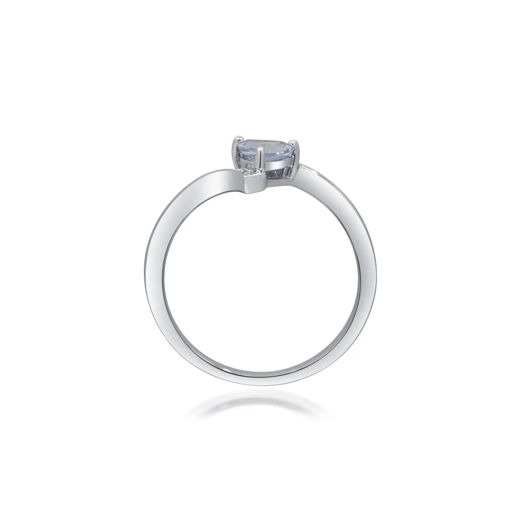 Aquamarine and Diamond Accent Bypass Ring .925 Sterling Silver White Size 6.5 2mm - Image 2