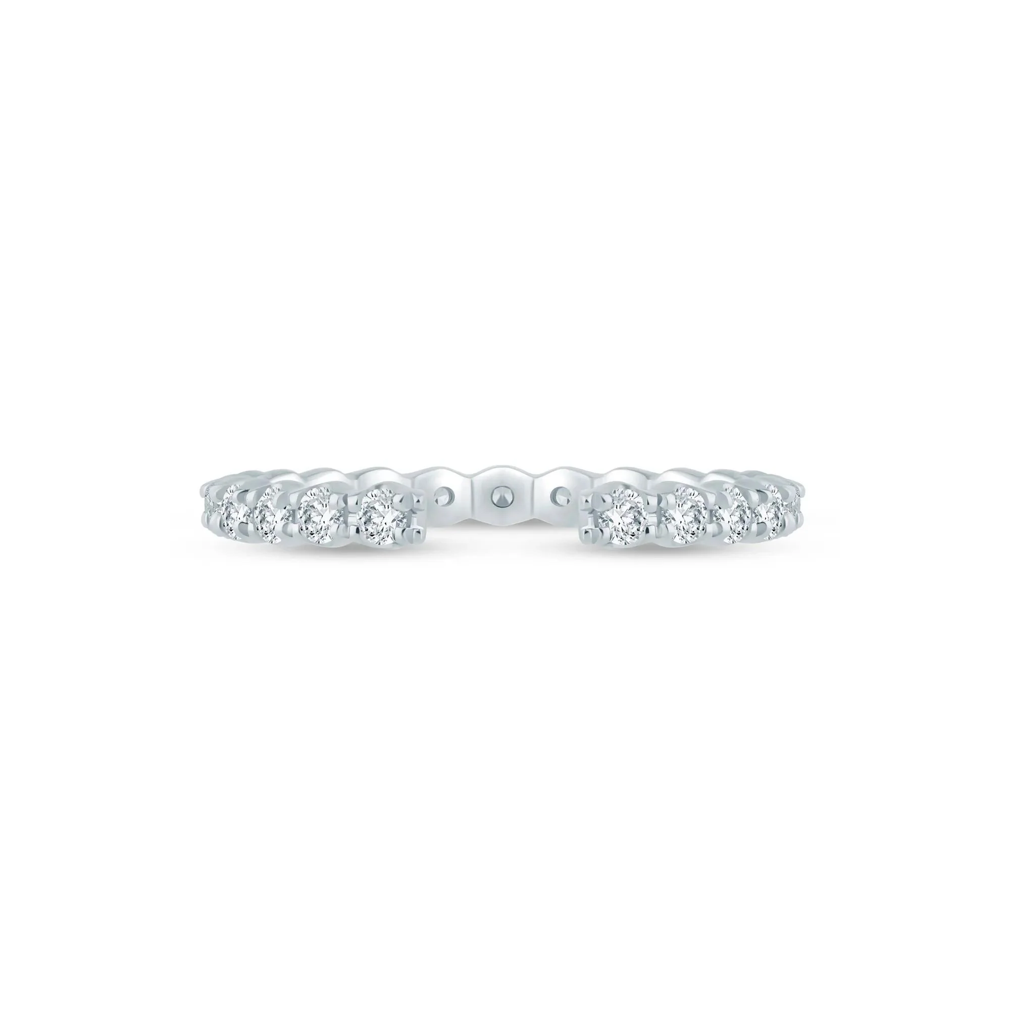 5/8 CT. Tw. Lab Grown Diamond Open Anniversary Band Ring 14K White Gold Round Brilliant Cut Size 7 2mm