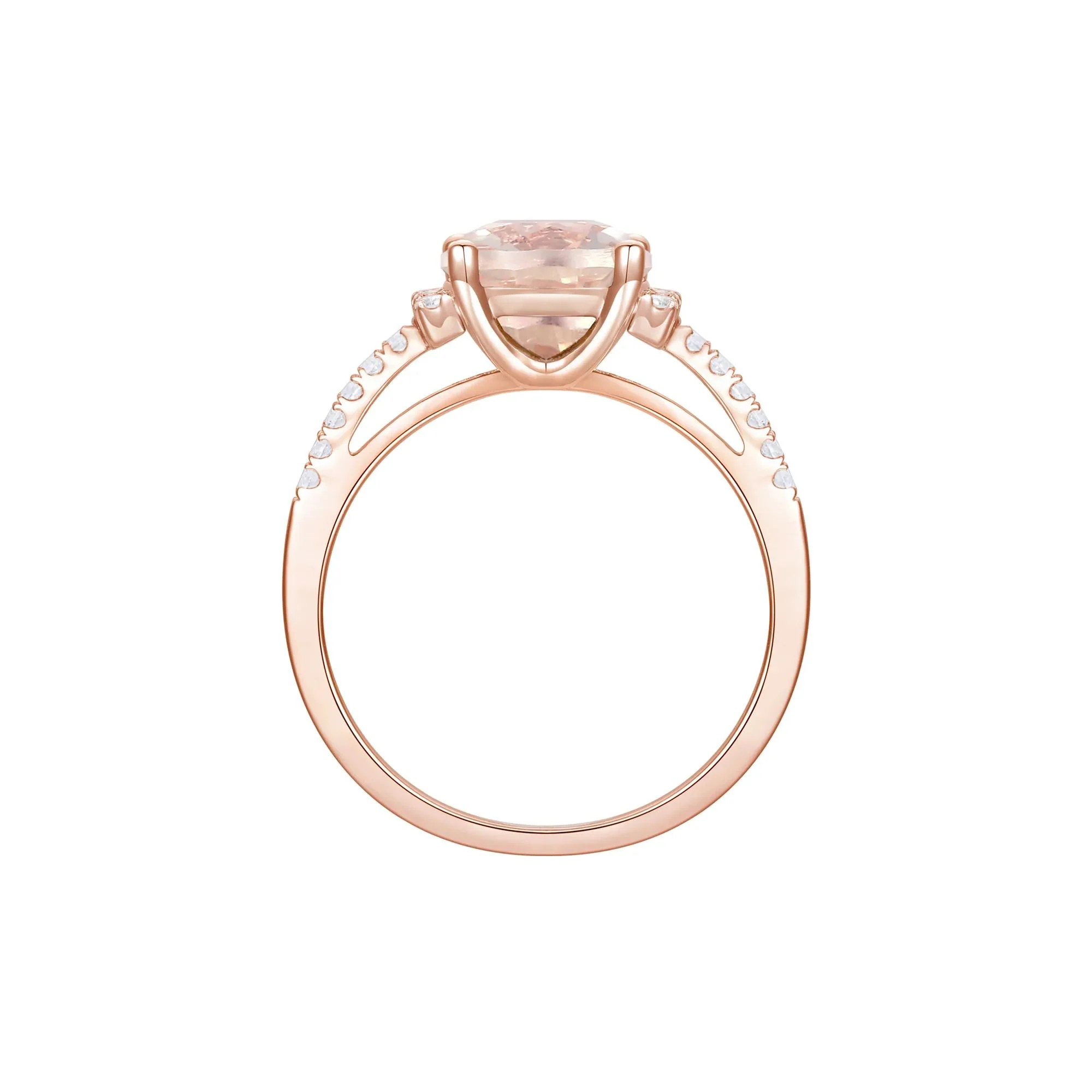 1/7 CT. Tw. Cushion-Cut Morganite and Diamond Ring 10K Rose Gold Round Brilliant Cut Size 7 1mm - Image 2