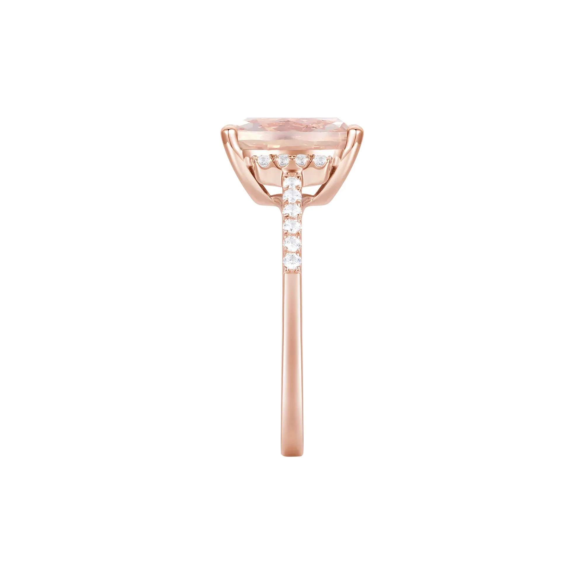 1/7 CT. Tw. Cushion-Cut Morganite and Diamond Ring 10K Rose Gold Round Brilliant Cut Size 9 1mm - Image 3