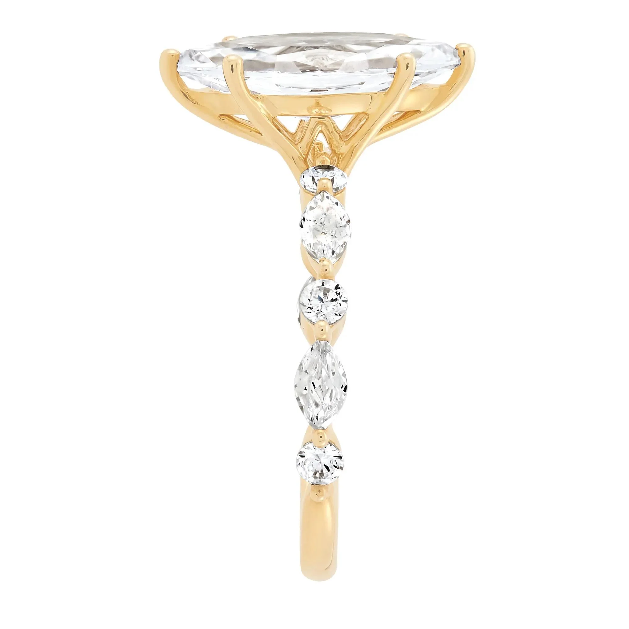 3 1/8 CT. Tw. Lab Grown Marquise Diamond Engagement Ring 14K Yellow Gold Size 9 1.5mm - Image 2