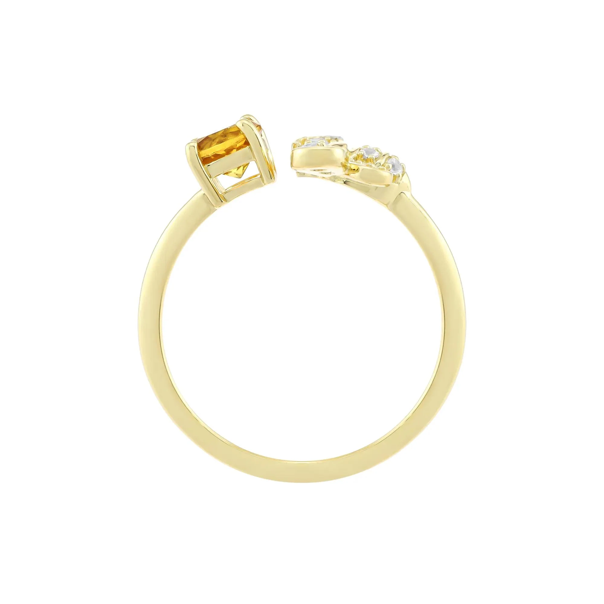 Citrine and White Sapphire Bee Ring 10K Yellow Gold Size 7 1.5mm - Image 2