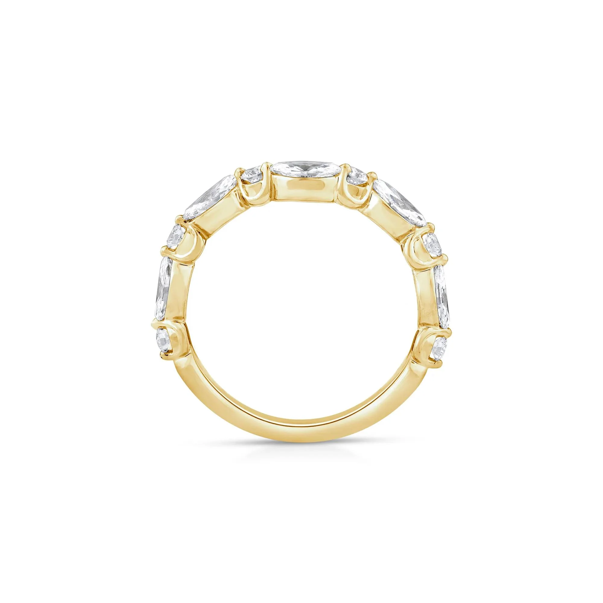 1 CT. Tw. Lab Grown Diamond Contour Band Ring 14K Yellow Gold Round Brilliant Cut Size 6