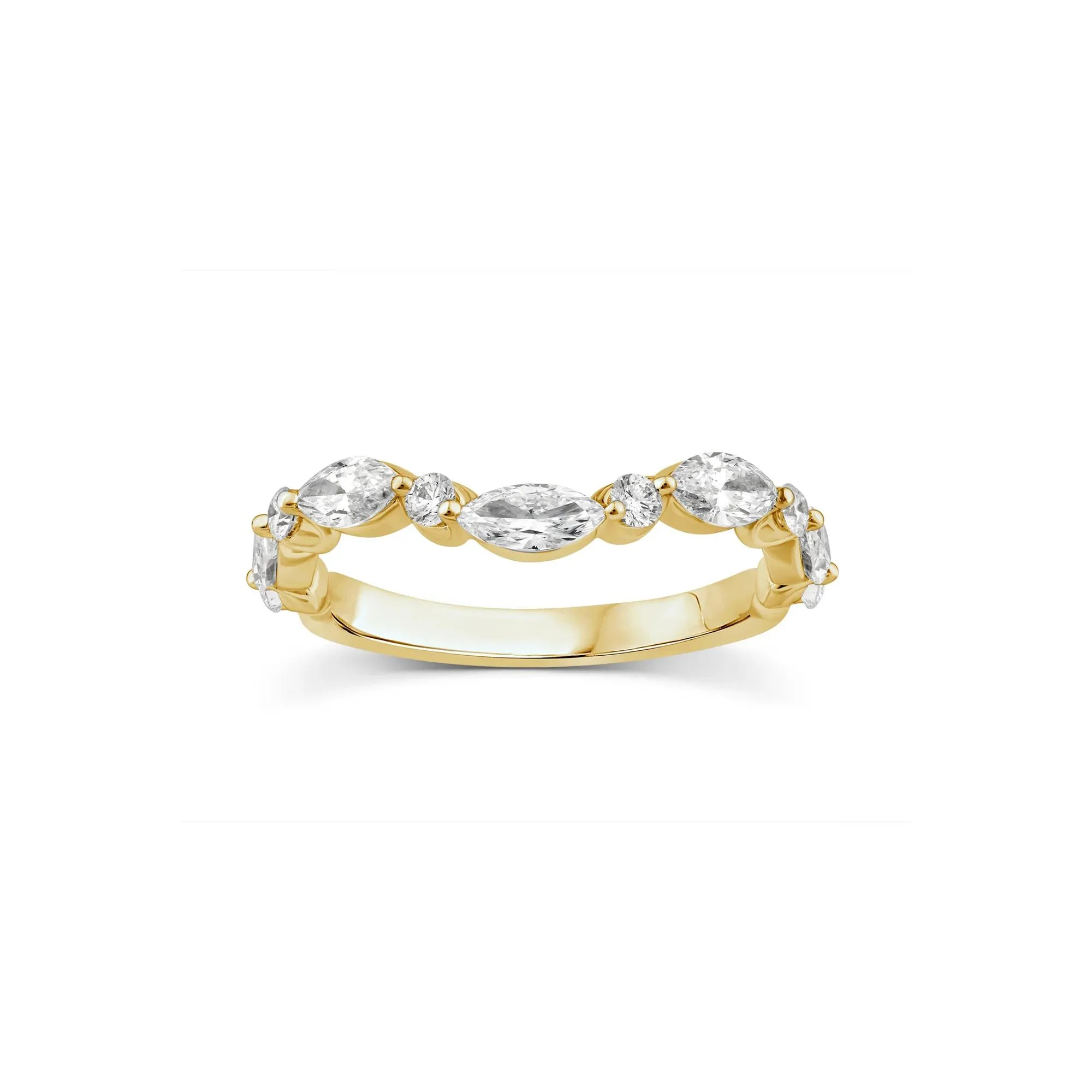 1 CT. Tw. Lab Grown Diamond Contour Band Ring 14K Yellow Gold Round Brilliant Cut Size 6 - Image 3