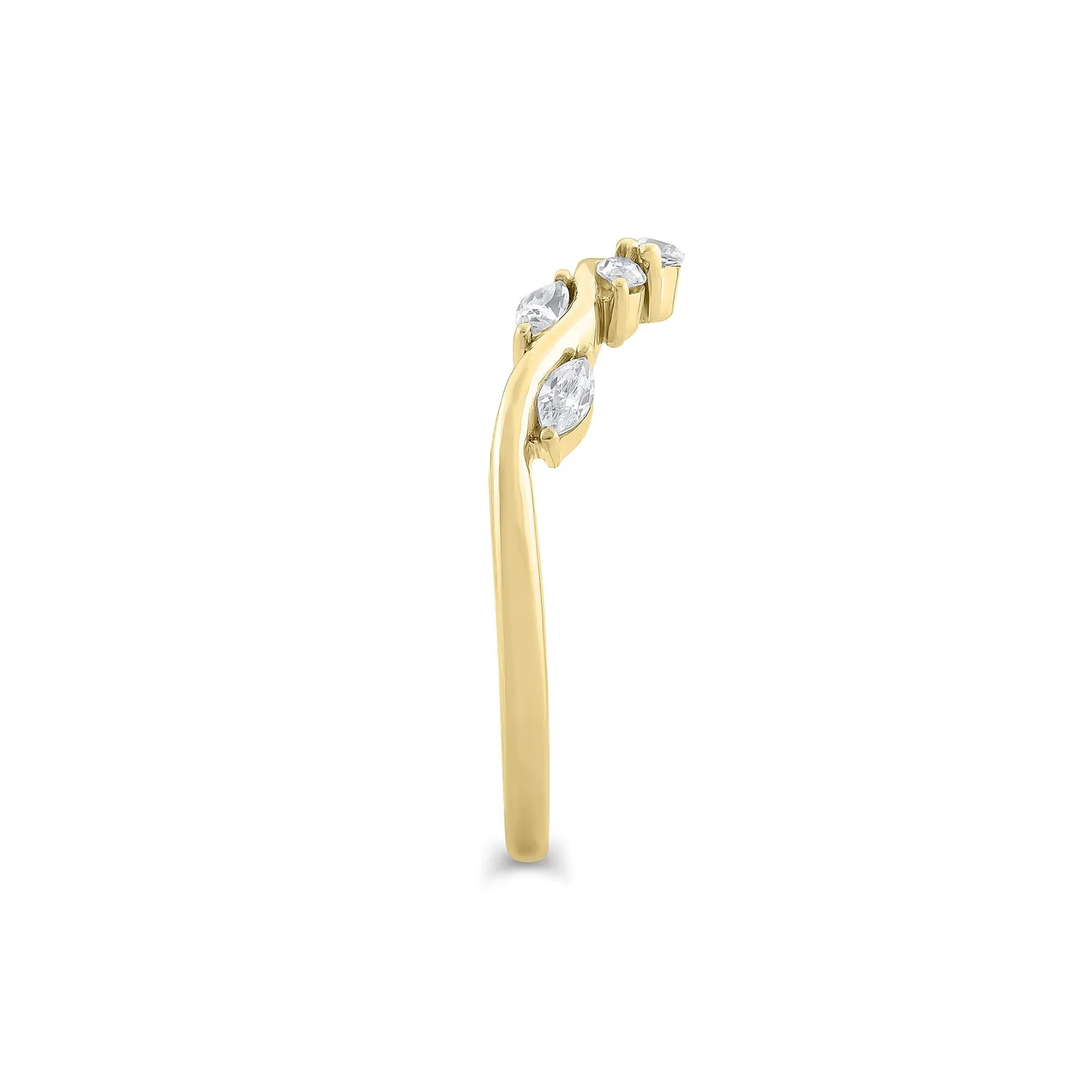 1/3 CT. Tw. Lab Grown Diamond Contour Band Ring 14K Yellow Gold Round Brilliant Cut Size 7.5 - Image 3
