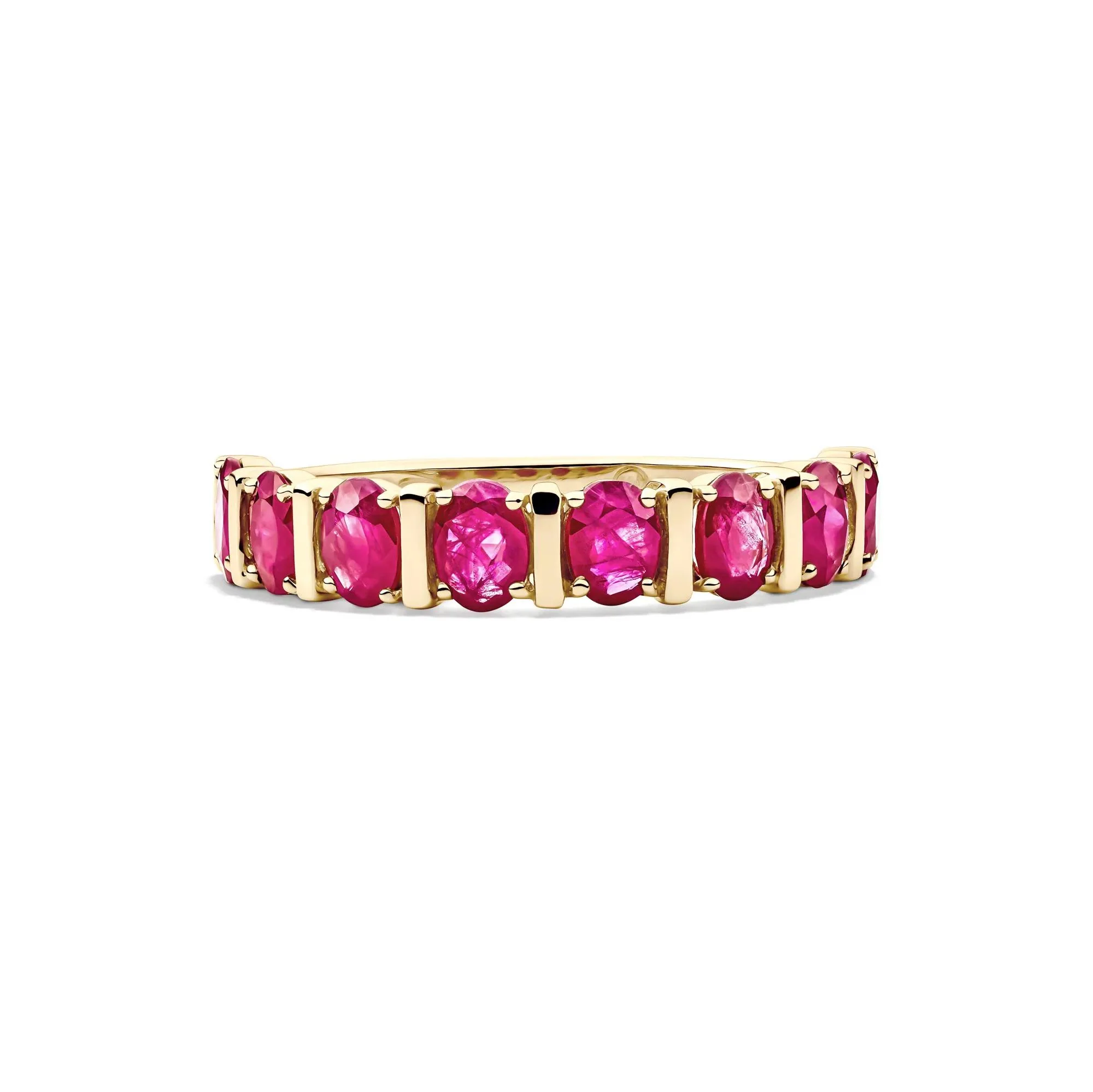 Ruby Faux-Channel Band Ring 10K Yellow Gold Size 6 1.5mm