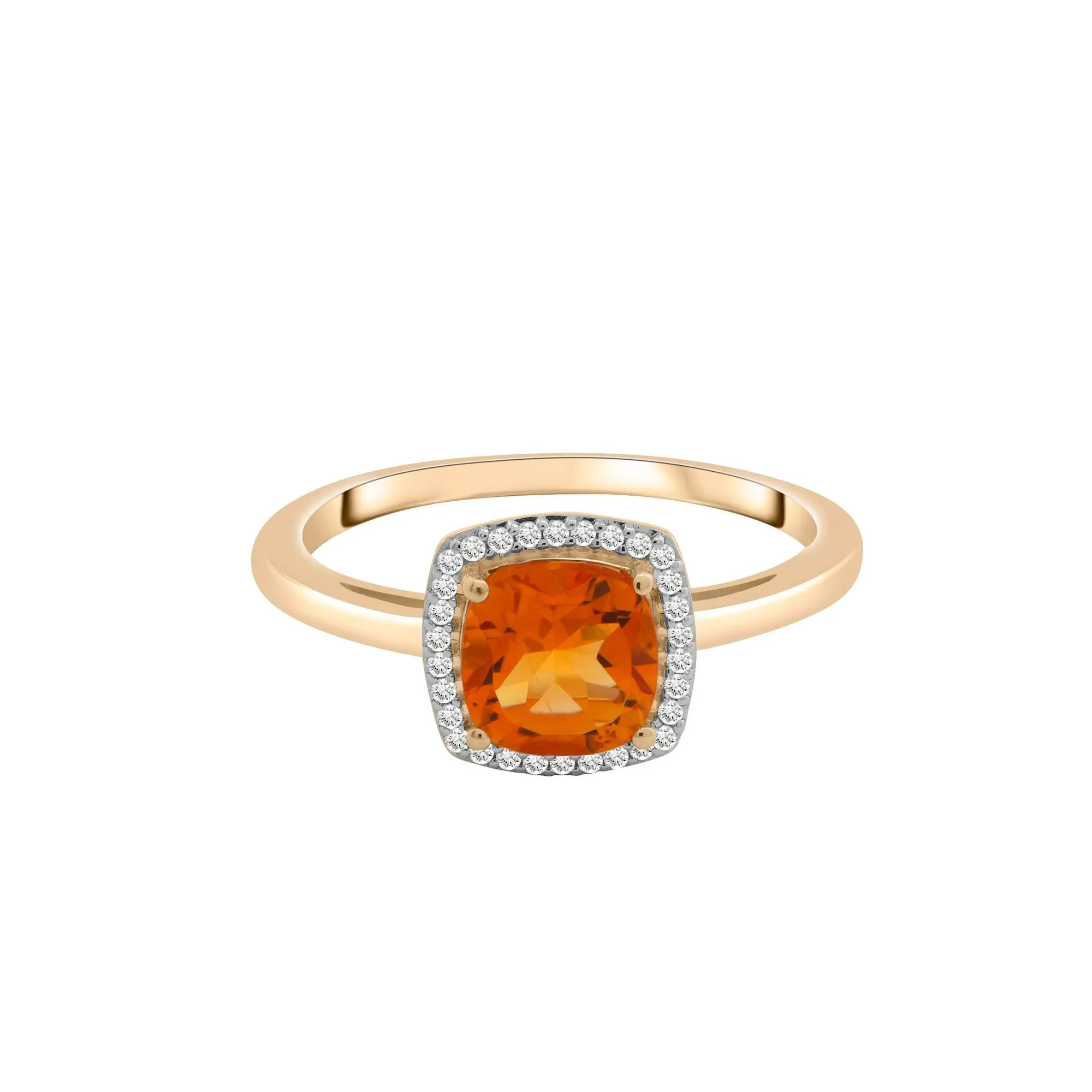 1/10 CT. Tw. Citrine and Diamond Halo Ring 10K Yellow Gold Size 9 1.5mm