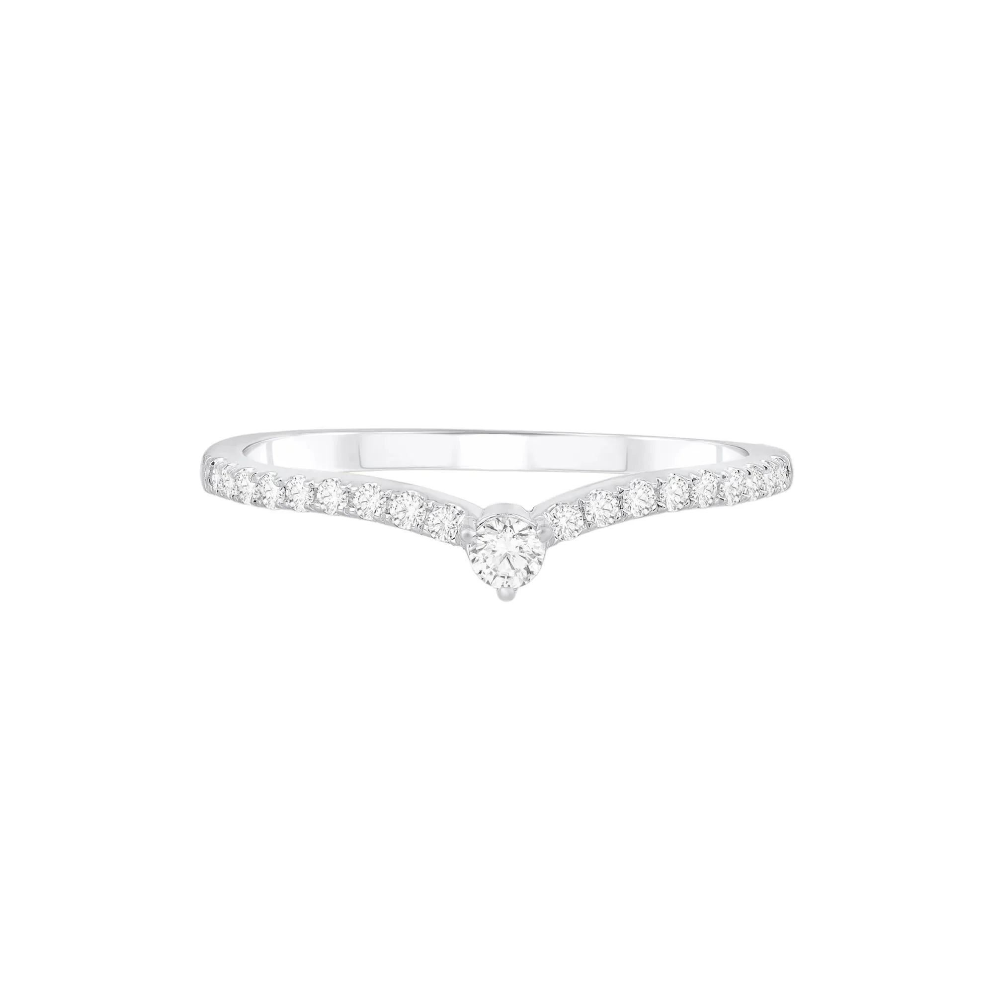 1/5 CT. Tw. Diamond Contour Band Ring 10K White Gold Round Brilliant Cut Size 7.5