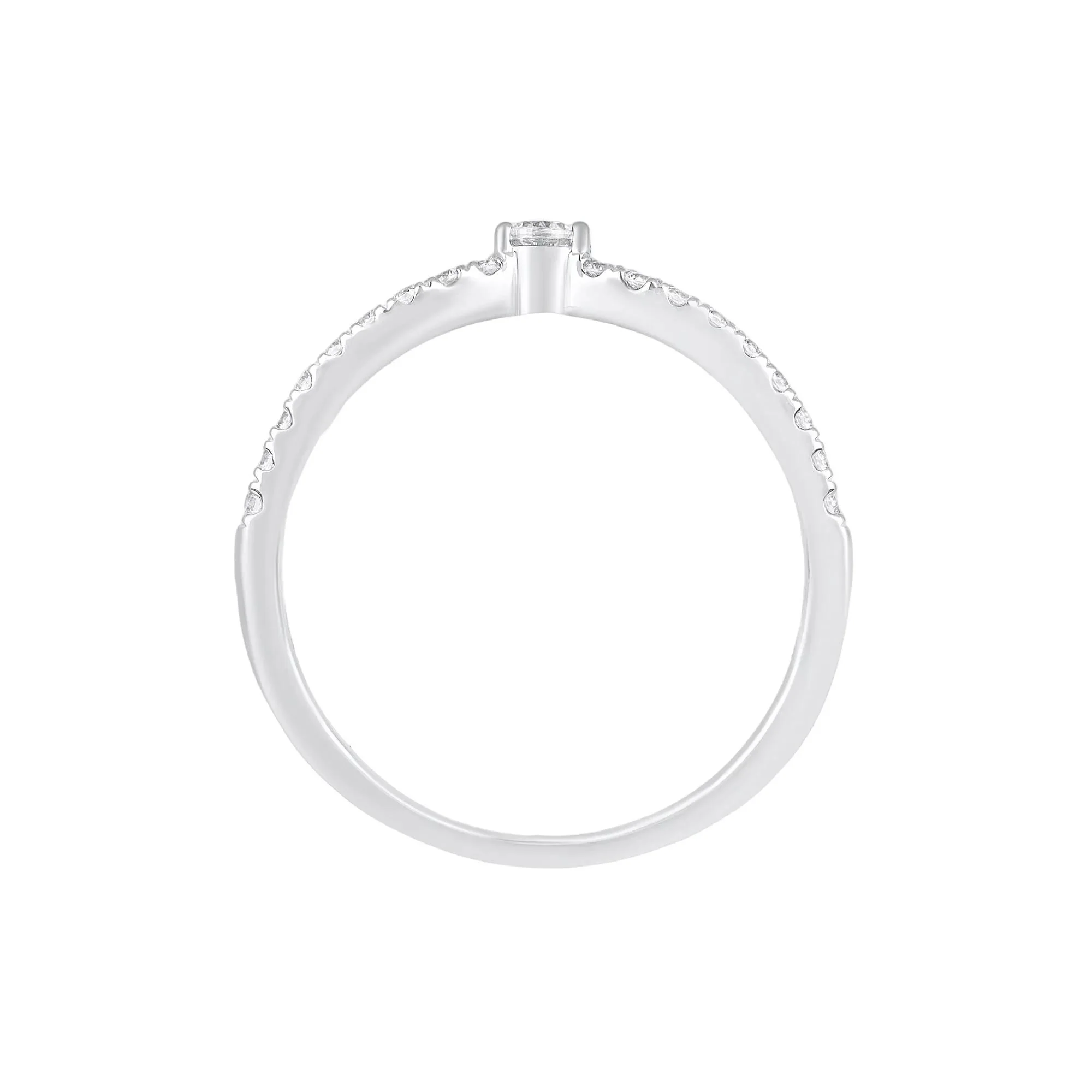 1/5 CT. Tw. Diamond Contour Band Ring 10K White Gold Round Brilliant Cut Size 7.5 - Image 2