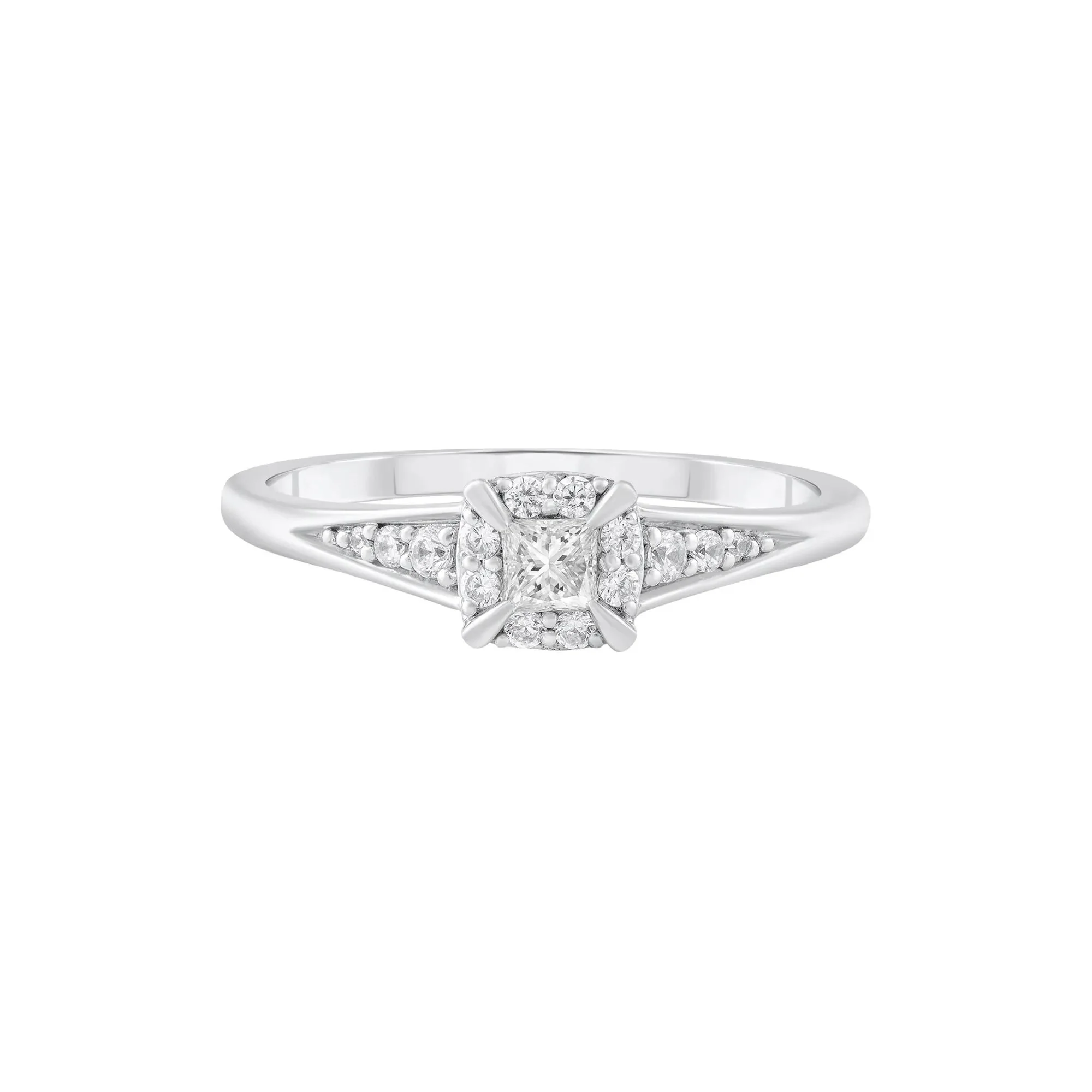 1/4 CT. Tw. Princess-Cut Diamond Promise Ring 10K White Gold Size 9