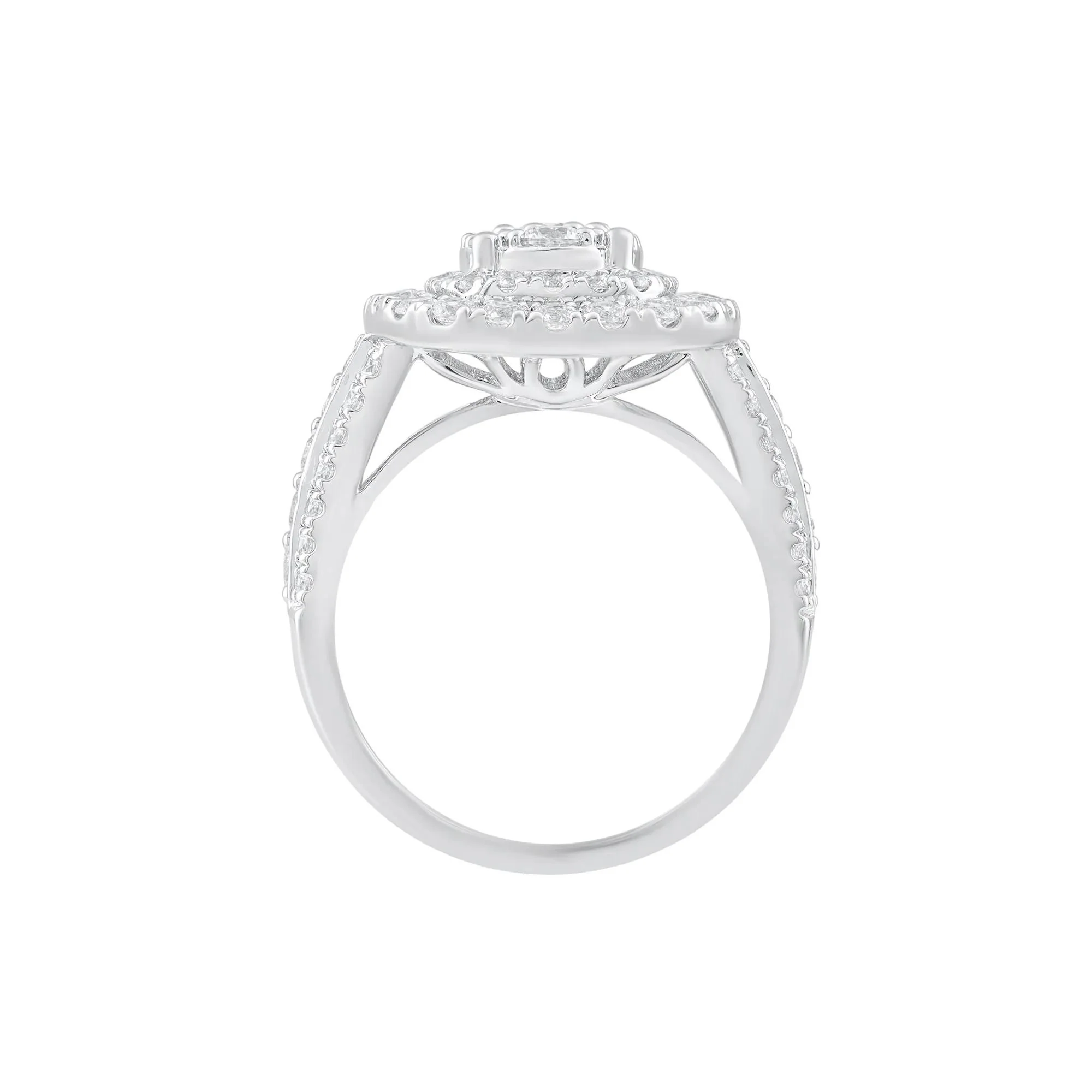 2 CT. Tw. Diamond Composite Engagement Ring 10K White Gold Round Brilliant Cut Size 7 - Image 2