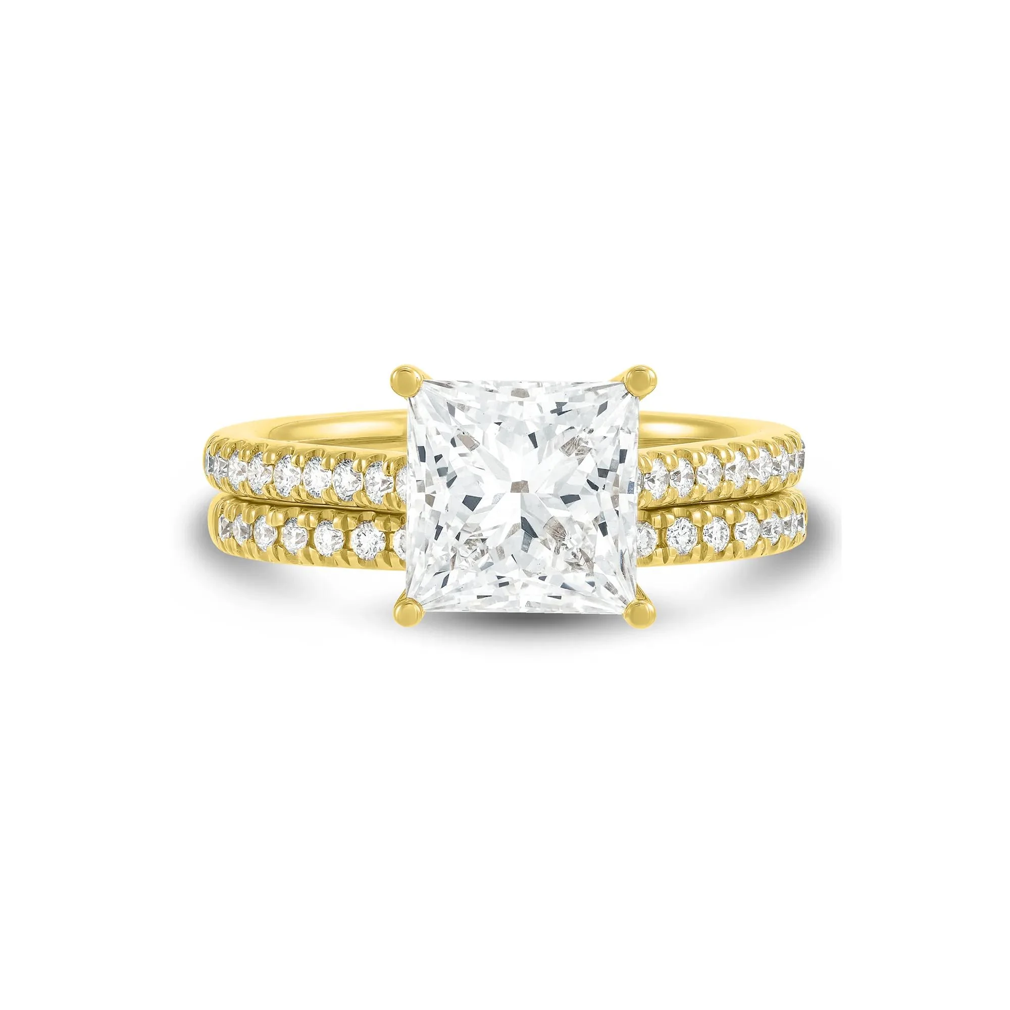 3 1/2 CT. Tw. Lab Grown Diamond Wedding Set 14K Yellow Gold Ring Size 5 1mm