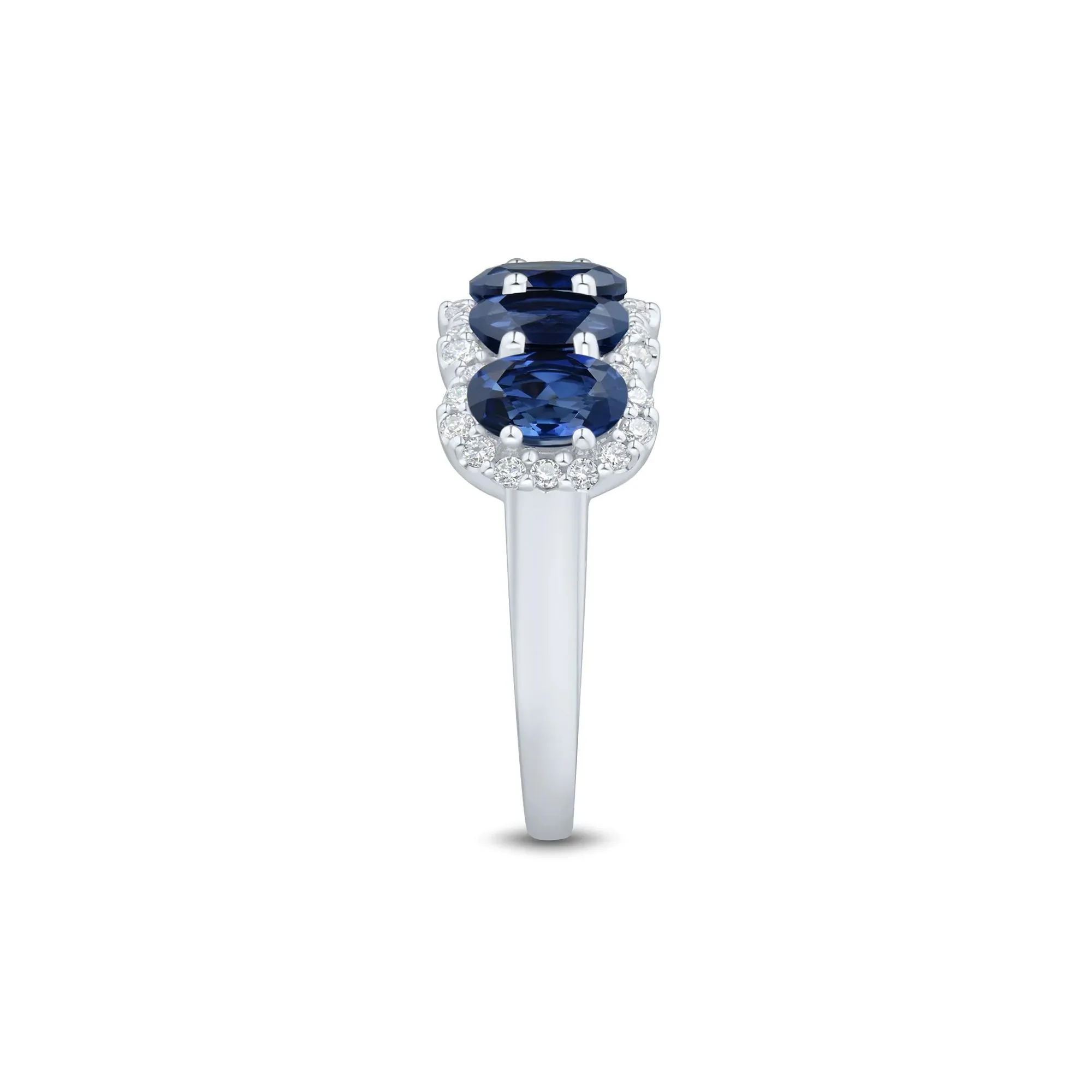 1/3 CT. Tw. Lab-Created Blue Sapphire and Lab Grown Diamond Band Ring 10K White Gold Size 6 1mm - Image 3