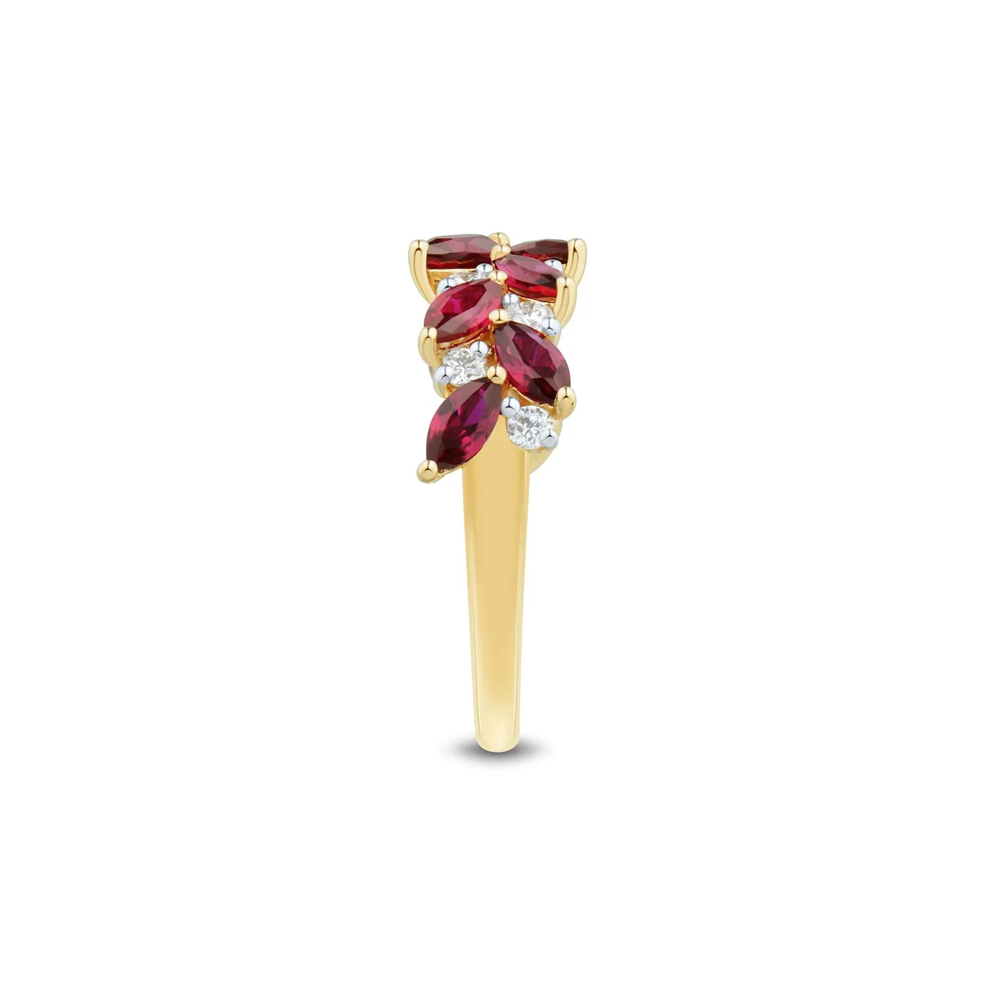 1/3 CT. Tw. Lab-Created Ruby and Lab Grown Diamond Band Ring 10K Yellow Gold Round Brilliant Cut Size 6.5 1mm - Image 3