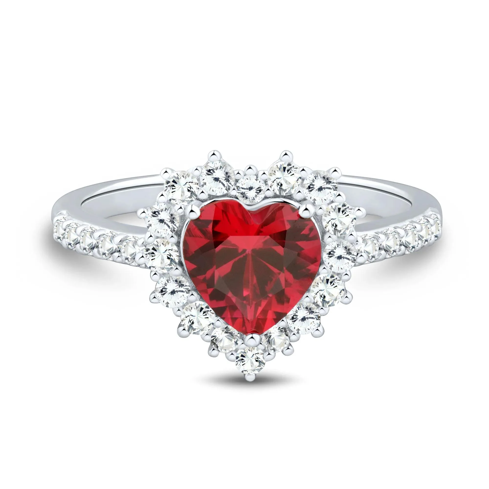 Lab-Created Ruby and Lab-Created White Sapphire Ring Earring and Pendant Set .925 Sterling Silver Size 8 1.5mm - Image 2