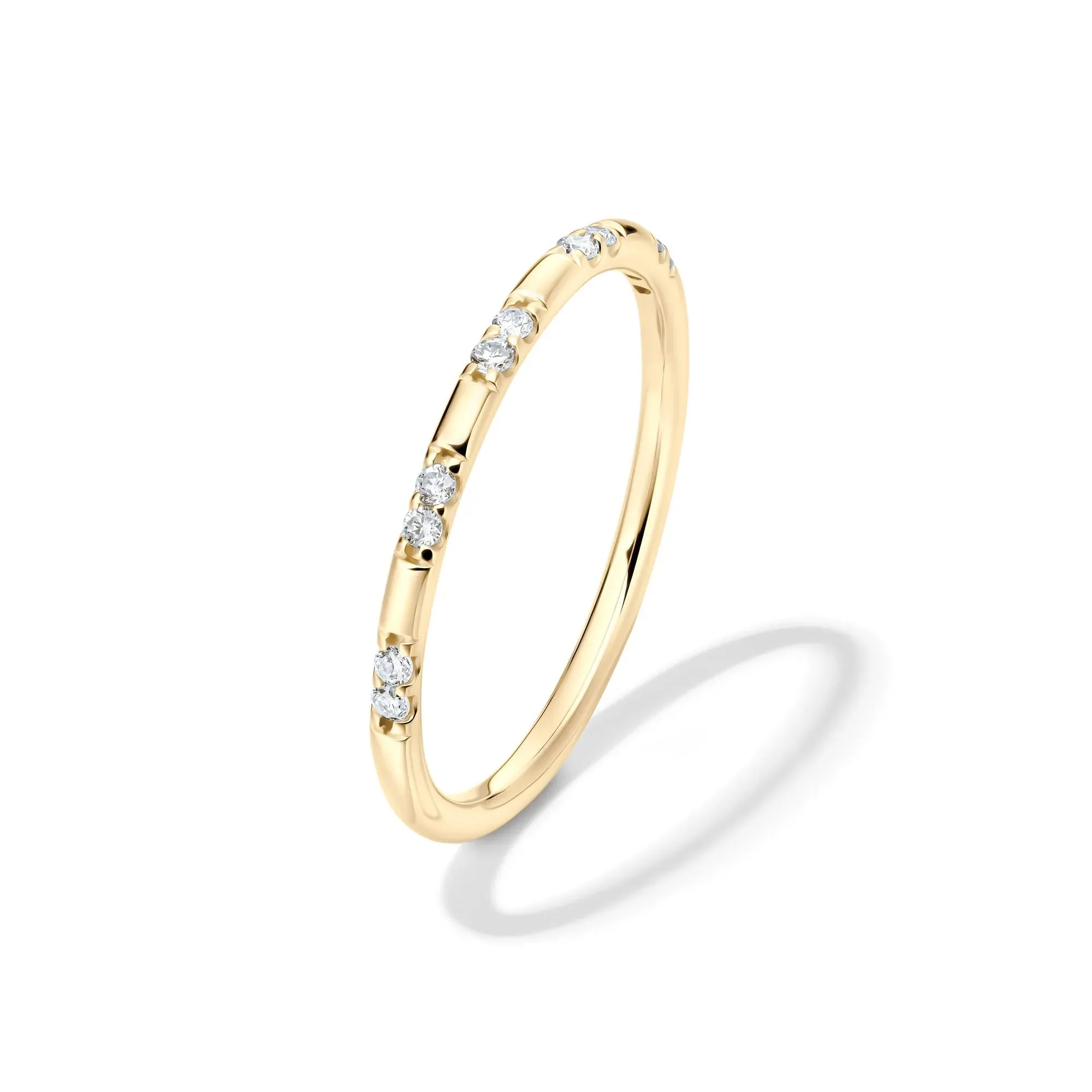 1/10 CT. Tw. Lab Grown Diamond Stack Band Ring 10K Yellow Gold Size 8 1.5mm - Image 4