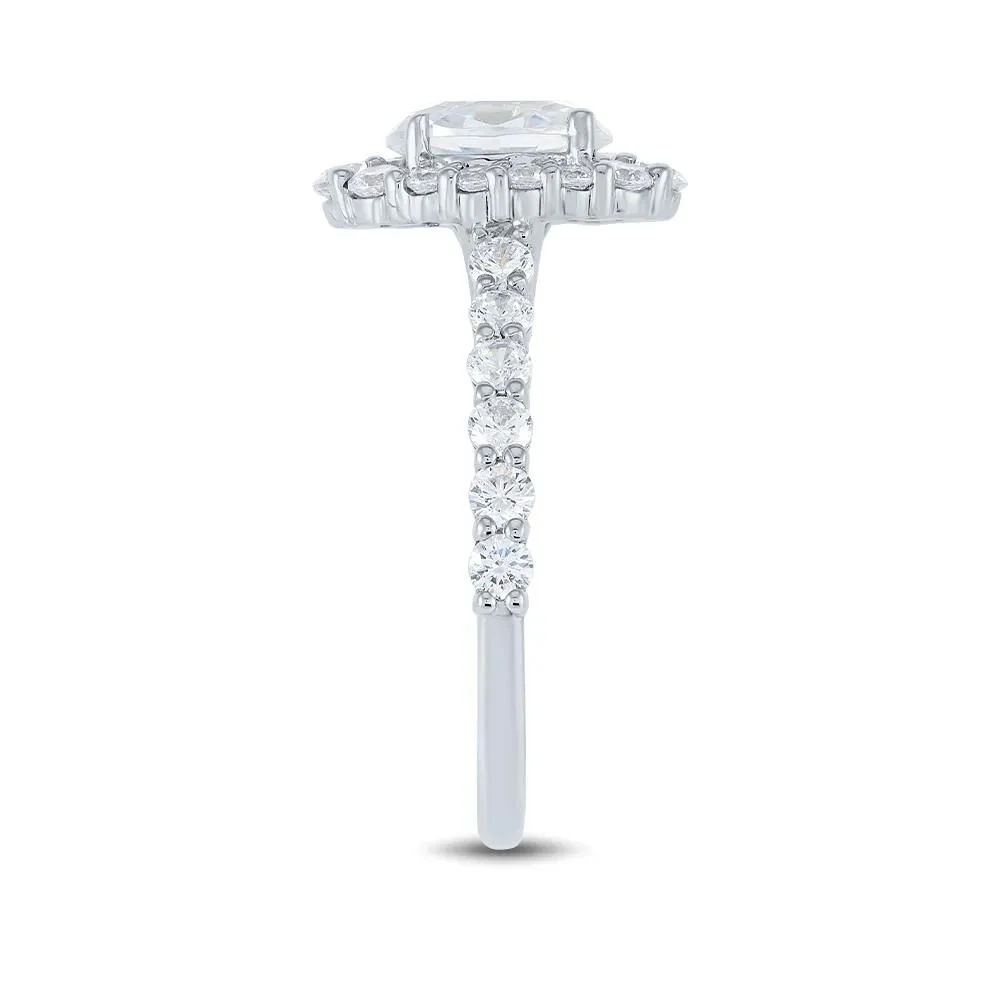 2 1/4 CT. Tw. Lab Grown Diamond Halo Engagement Ring 14K White Gold Round Brilliant Cut Size 9 1mm - Image 3