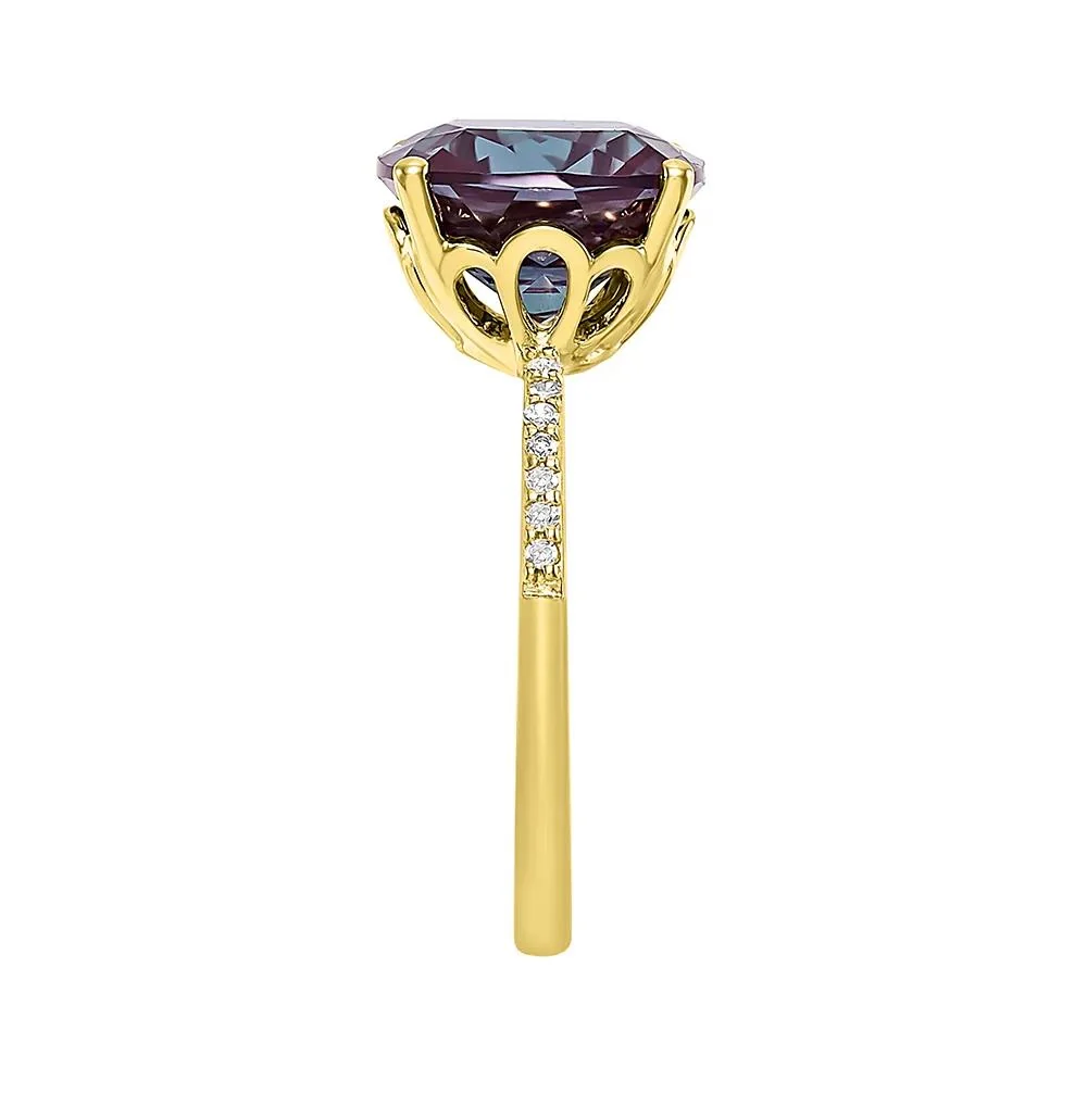 Cushion-Cut Lab Created Alexandrite Ring 10K Yellow Gold Size 8.5 - Image 3