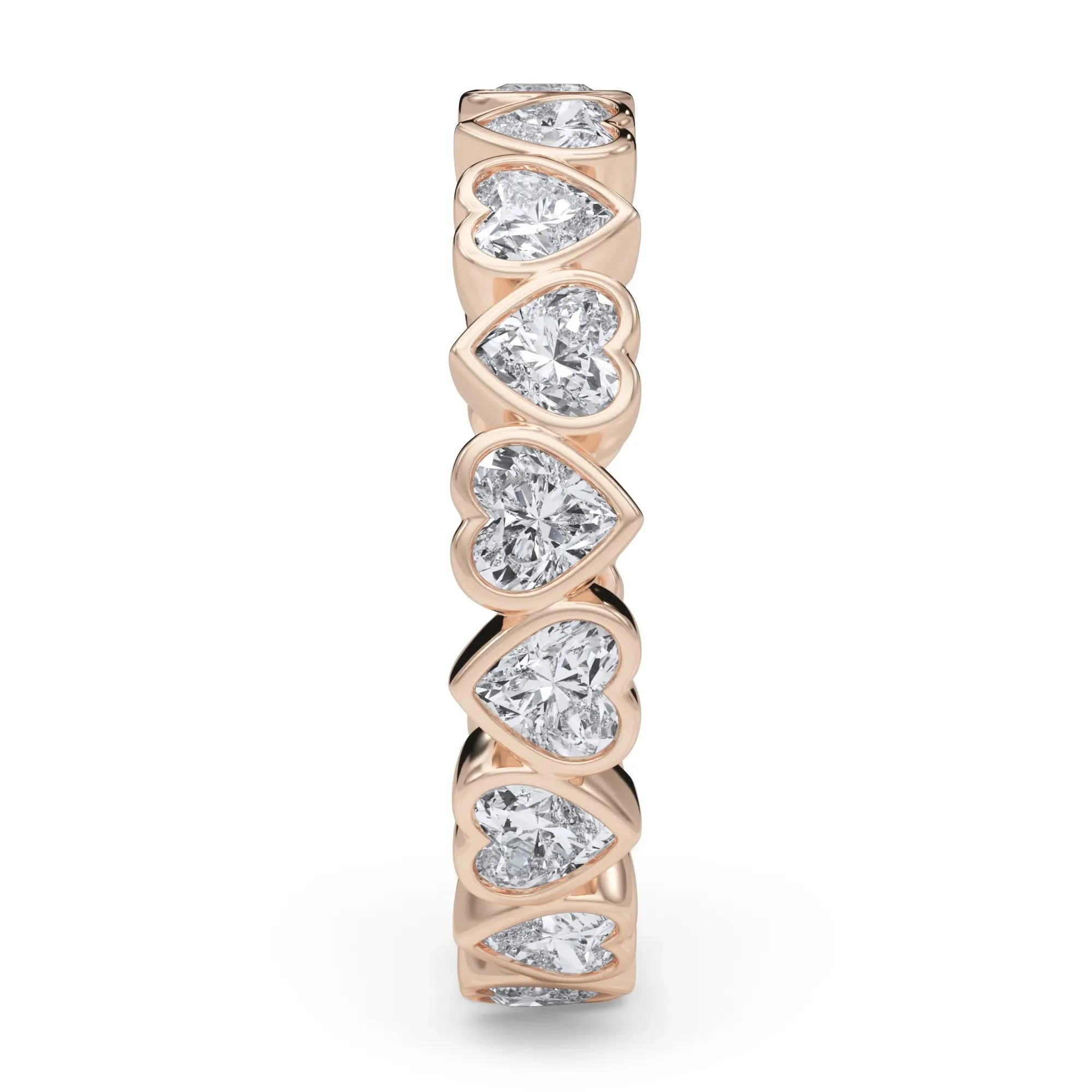 2 CT. Tw. Lab Grown Diamond Heart Bezel Eternity Band Ring 14K Rose Gold Size 4 2.5mm - Image 3