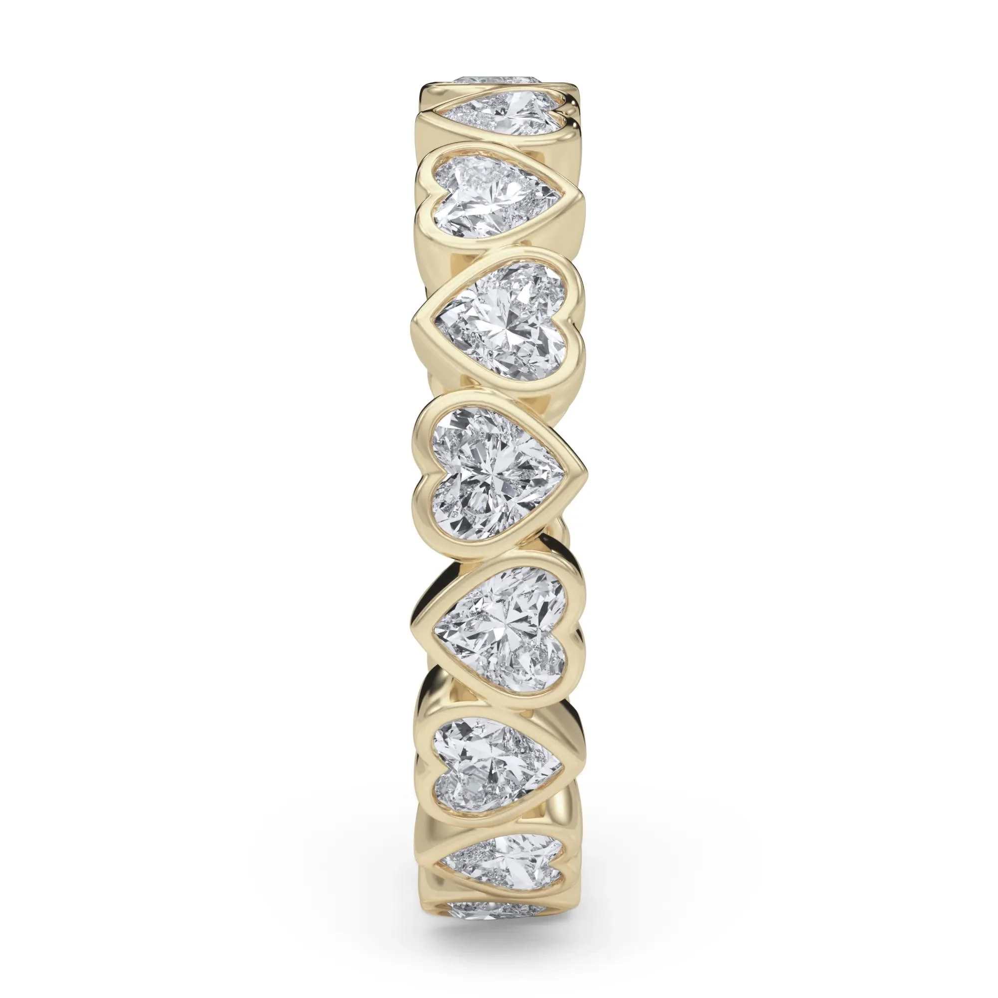 2 CT. Tw. Lab Grown Diamond Heart Bezel Eternity Band Ring 14K Yellow Gold Size 8.5 2.5mm - Image 3